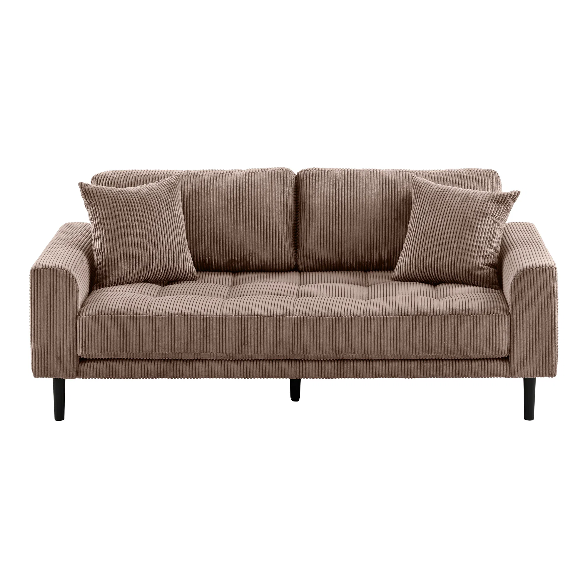 Sofa 2-osobowa LIDO z 2 poduszkami sztruksowa brązowa