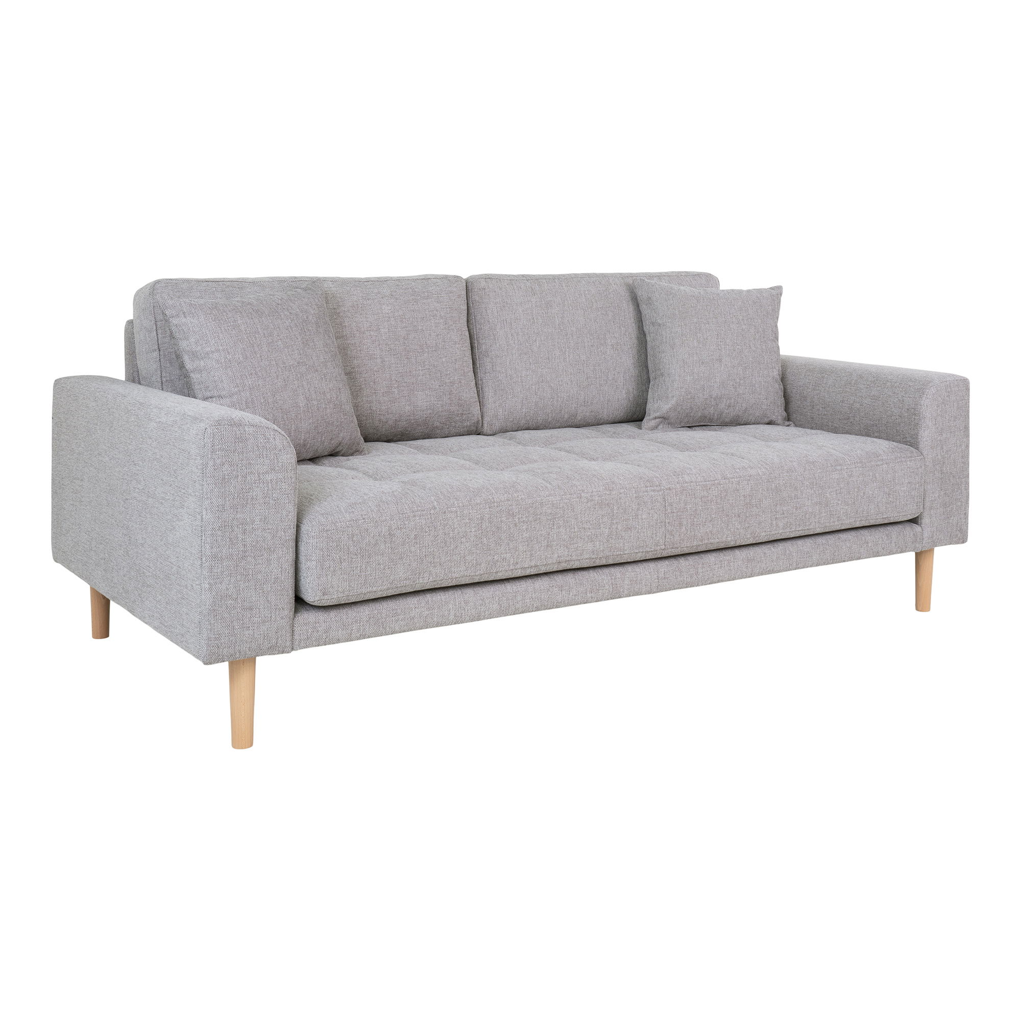 Sofa wypoczynkowa 2,5-osobowa LIDO jasnoszara, naturalne nóżki