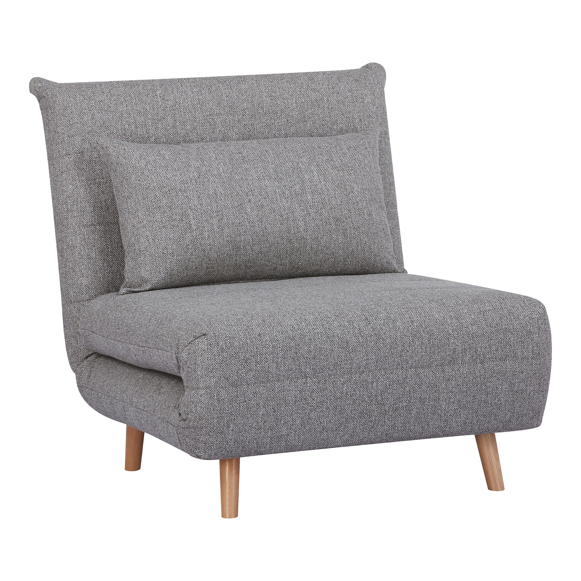 Sofa rozkładana 1-osobowa MARLOW szara naturalne drewniane nóżki