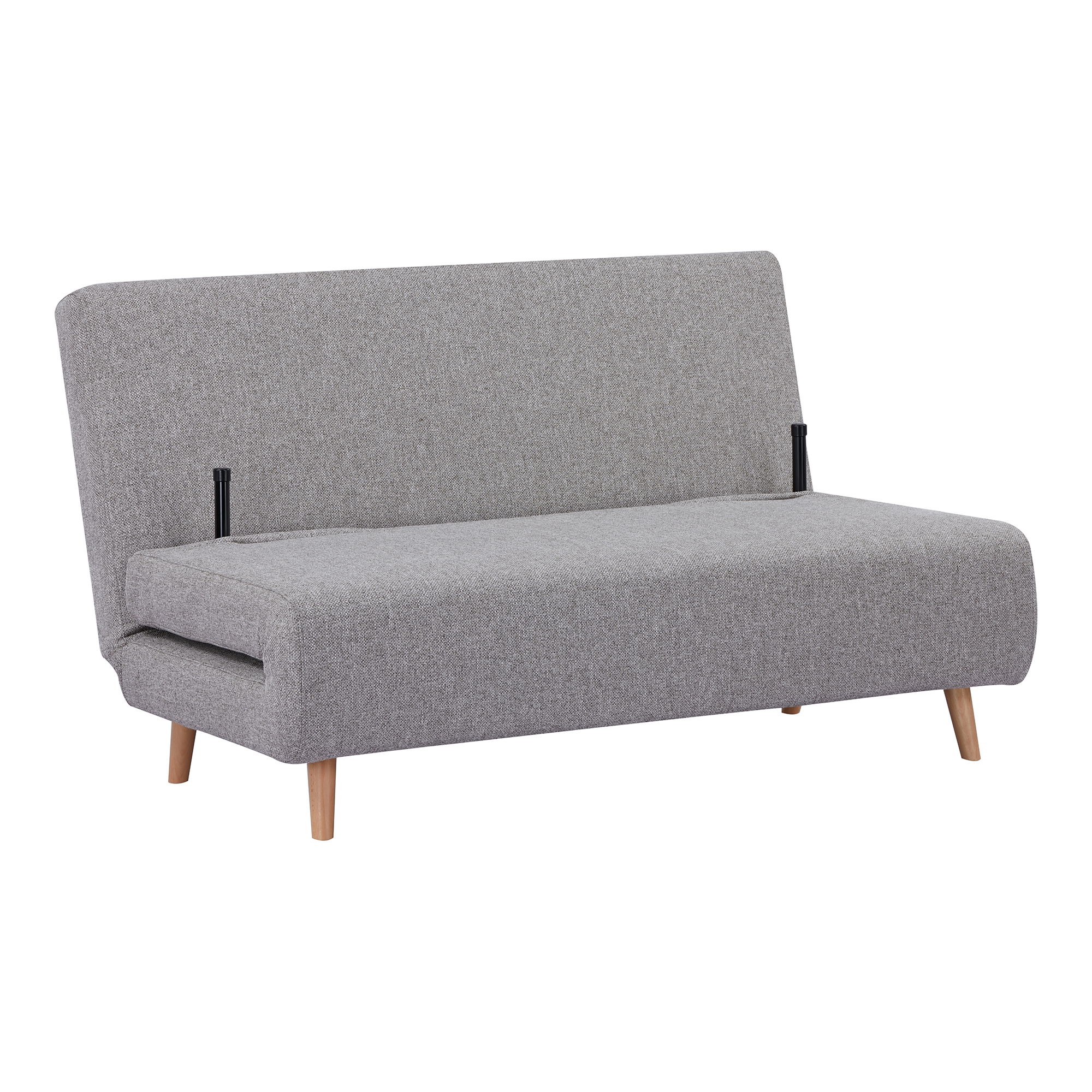 Sofa rozkładana 2-osobowa MARLOW szara naturalne drewniane nóżki