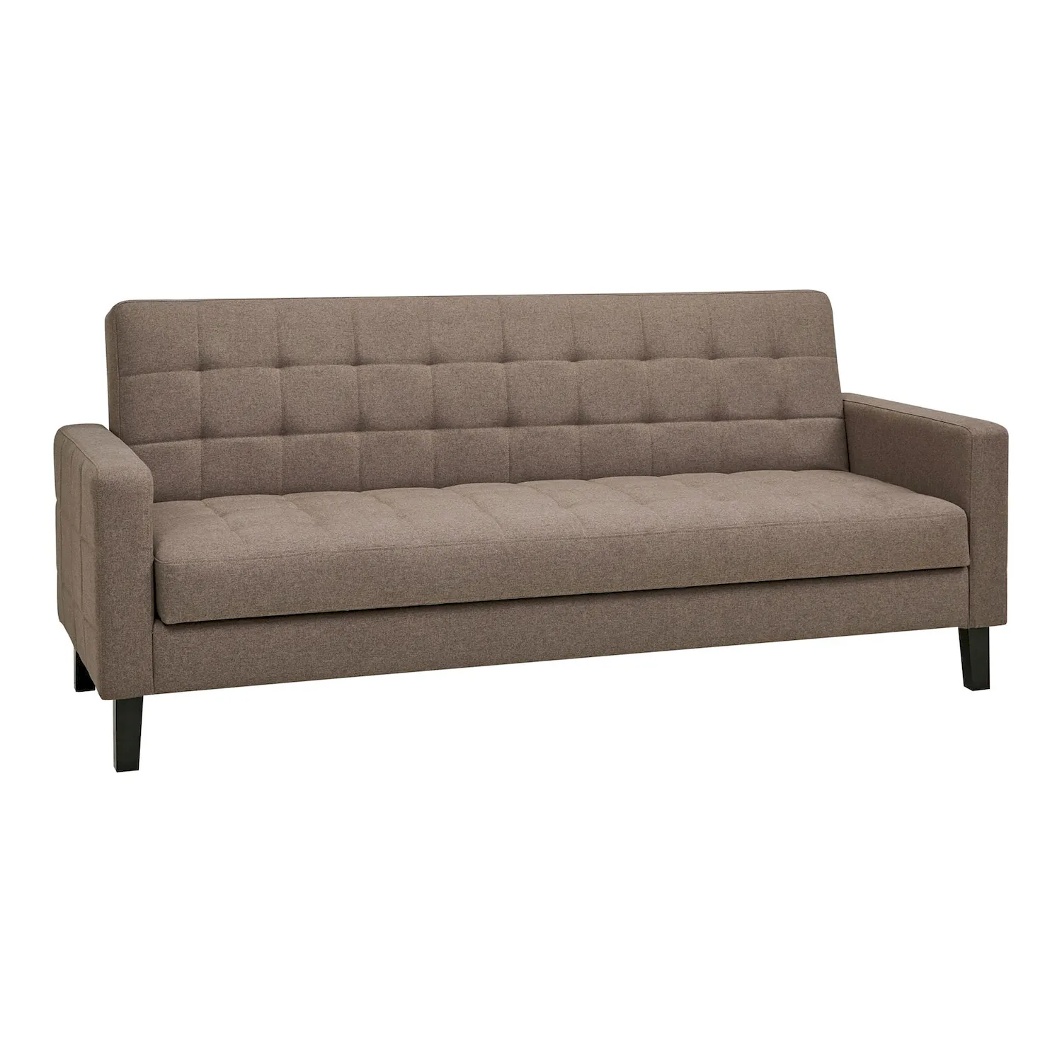 Sofa rozkładana MILTON 204cm pikowana brązowa czarne nogi