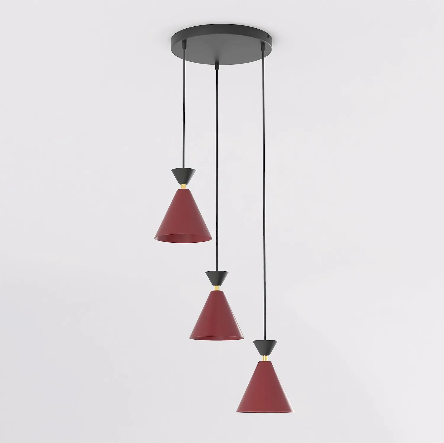 Lampa wisząca KLEVER 3PREM burgund czarny