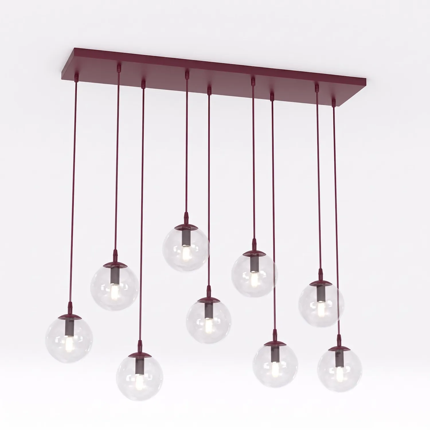 Lampa wisząca COSMO 9 burgund transparentny