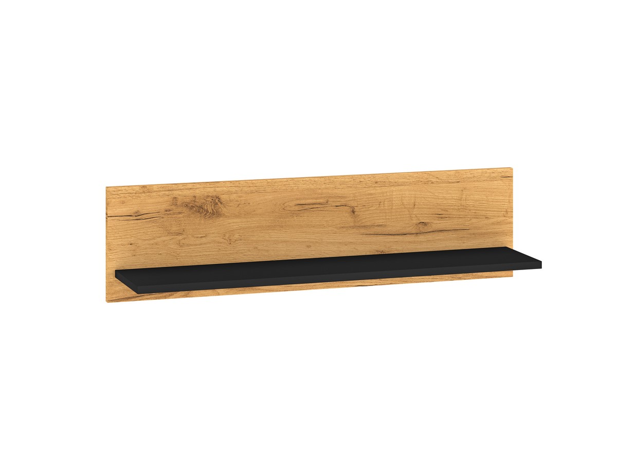 Półka ścienna Colt 11 dąb craft złoty, czarny, stal premium 92 cm