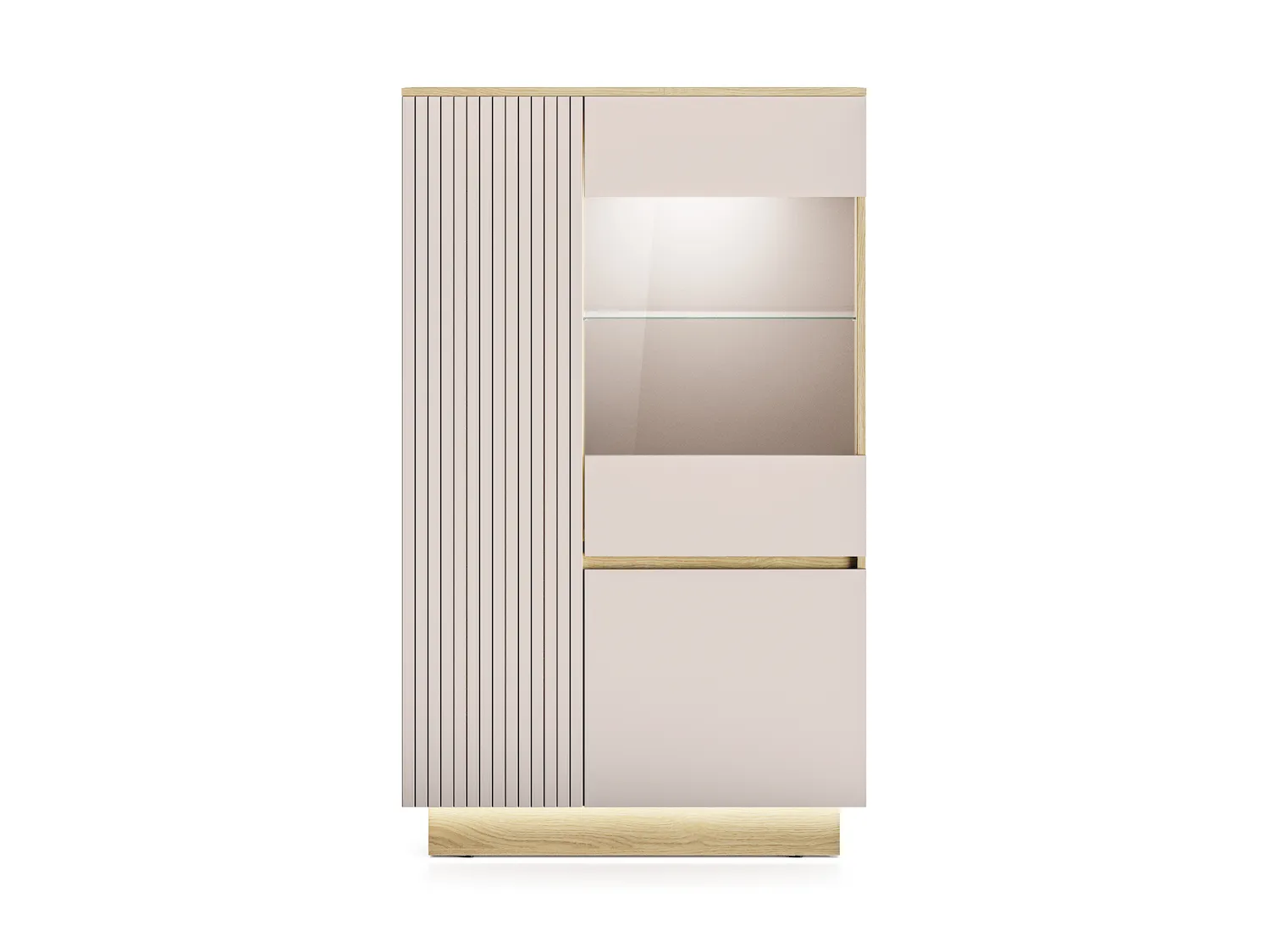 Witryna 3-drzwiowa niska 90 cm HILLS 03 LED cashmere dąb mavelie