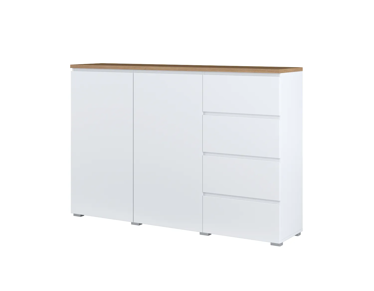 Komoda 2-drzwiowa z 4 szufladami MODO 45 150cm biały dąb mauvella Komoda 2-drzwiowa z 4 szufladami MODO 45 150cm biały dąb mauvella