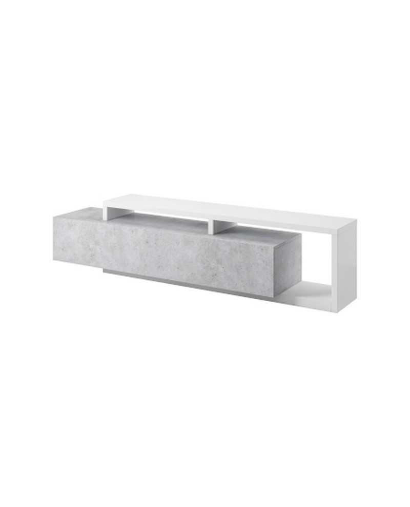 Szafka RTV BOTA 40 z szufladą biała betonowa 219x52x45cm Szafka RTV BOTA 40 z szufladą biała betonowa 219x52x45cm