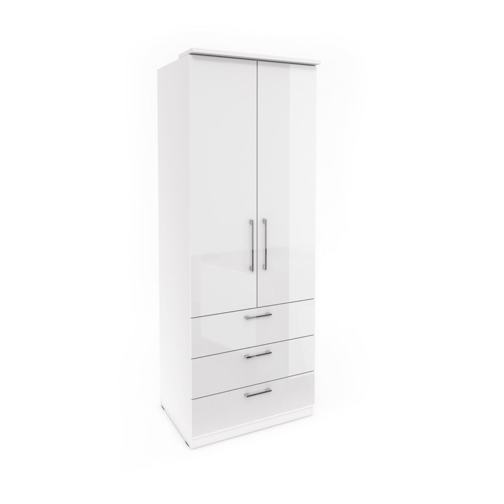 Szafa 2-drzwiowa z 3 szufladami OPTIMA 80cm biały połysk