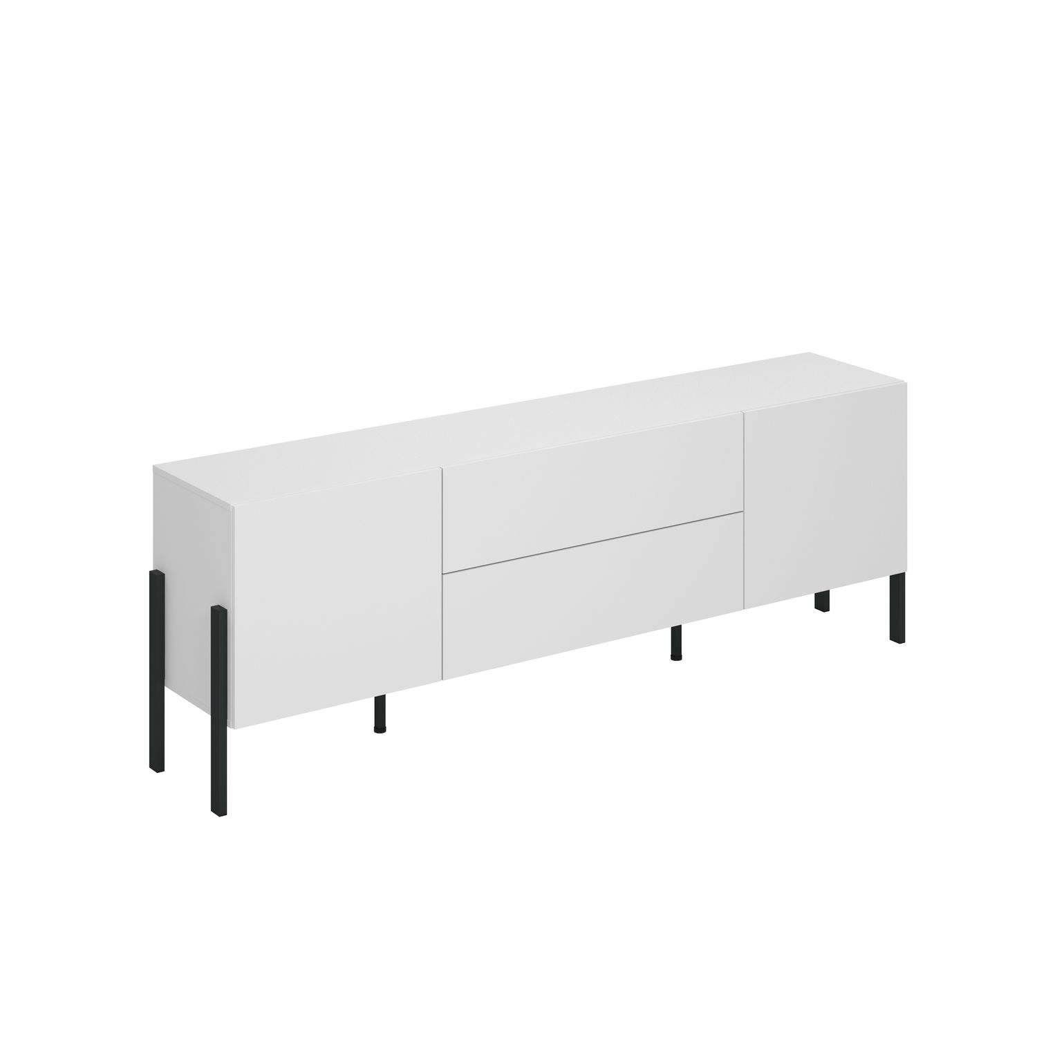 Szafka RTV 2-drzwiowa z 2 szufladami JUKON 204 cm biały mat