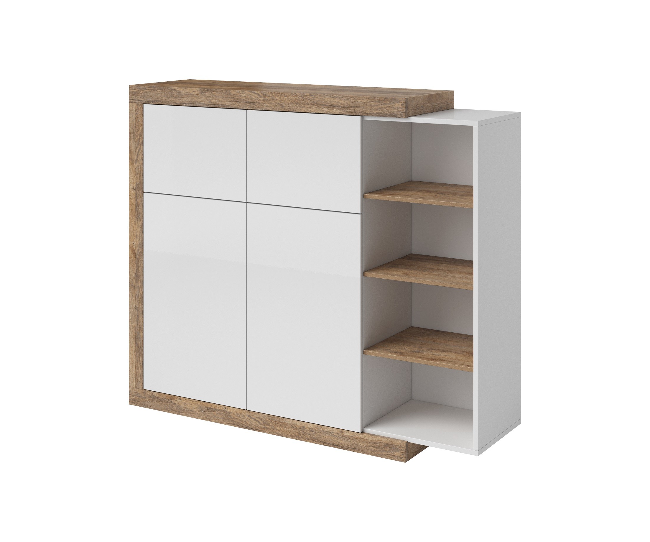 Komoda SINTRA 45 dwudrzwiowa z półkami biała dąb aamdal 150x128x40cm Komoda SINTRA 45 dwudrzwiowa z półkami biała dąb aamdal 150x128x40cm