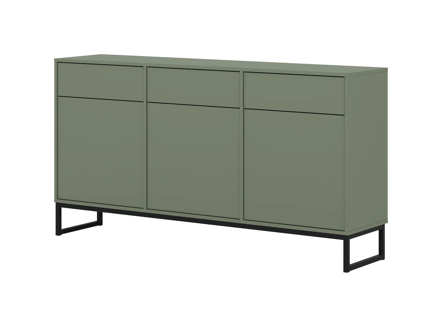 Komoda 3-drzwiowa z 3 szufladami LOFT zgaszona zieleń