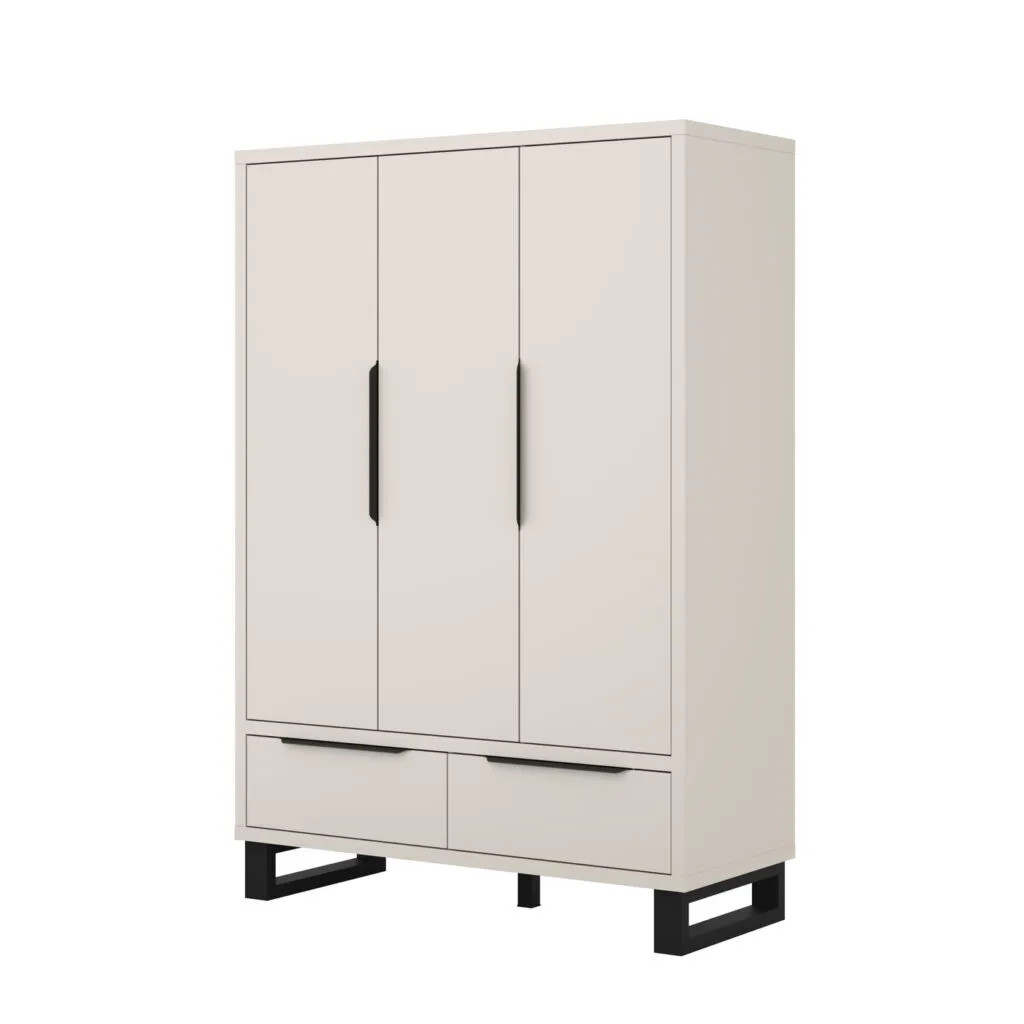 Szafa 3-drzwiowa z 2 szufladami HALLE S 145 cm kaszmir czarny mat Szafa 3-drzwiowa z 2 szufladami HALLE S 145 cm kaszmir czarny mat