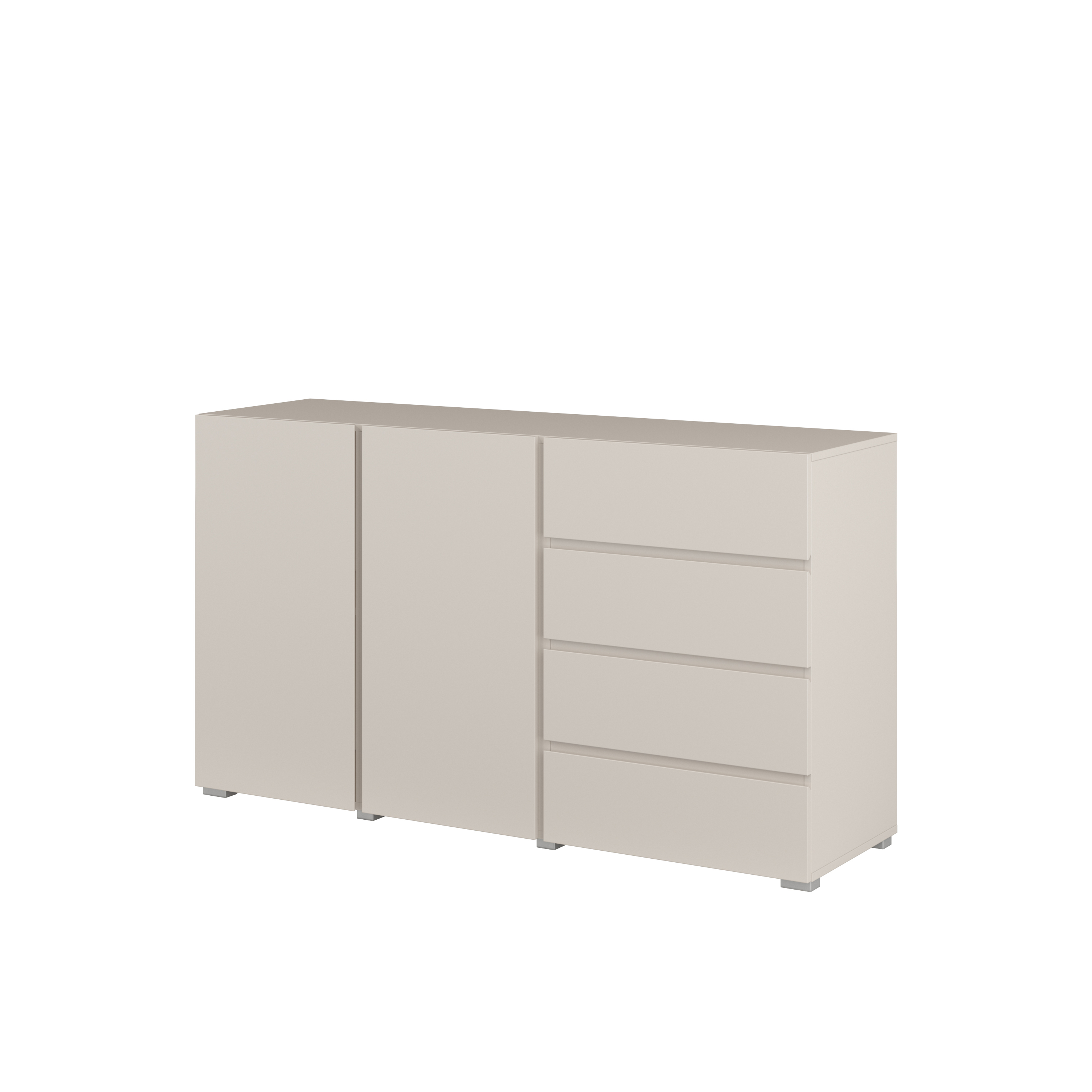 Komoda 2-drzwiowa z 4 szufladami ASYMETRIC 42 138 cm kaszmir