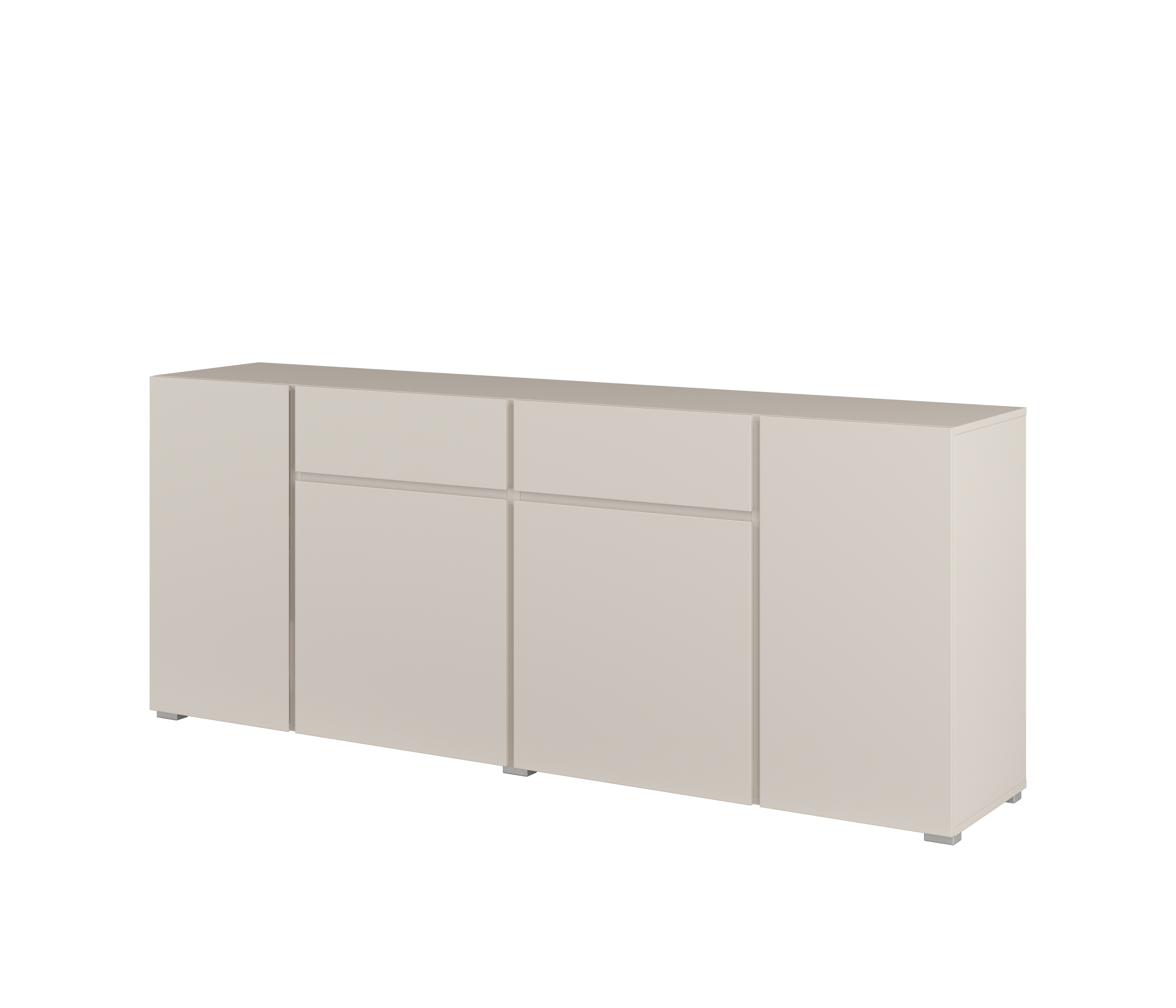 Komoda 4-drzwiowa z 2 szufladami 195 cm ASYMETRIC 47 kaszmir