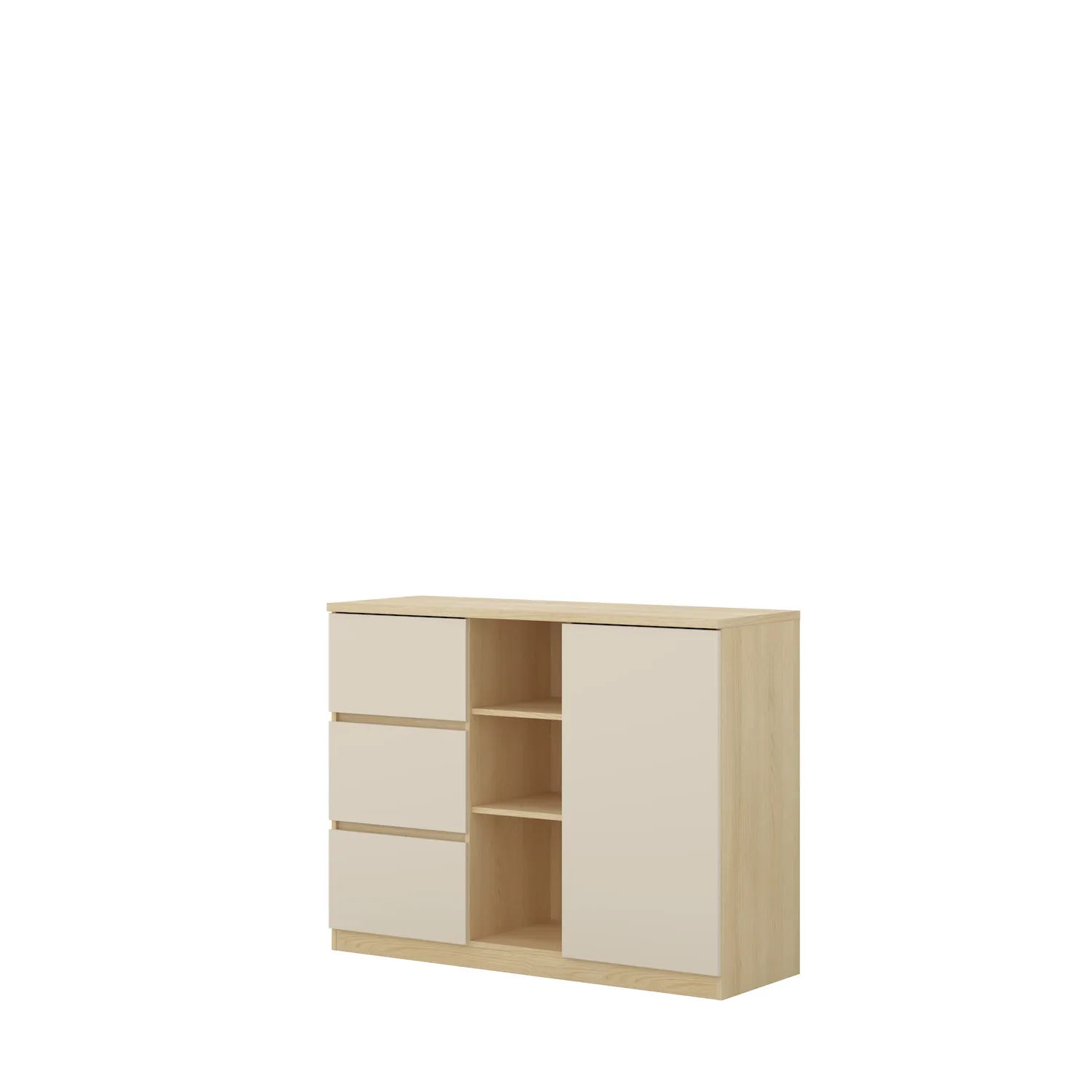 Komoda 1-drzwiowa z 3 szufladami 120 cm TERRA 27 dąb Lindberg beż piaskowy