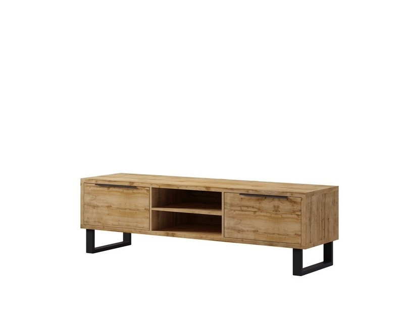 Szafka RTV 2-drzwiowa z półkami HALLE 180 cm dąb Wotan