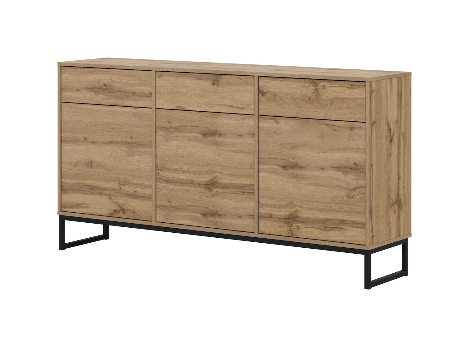 Komoda 3-drzwiowa z 3 szufladami LOFT dąb wotan