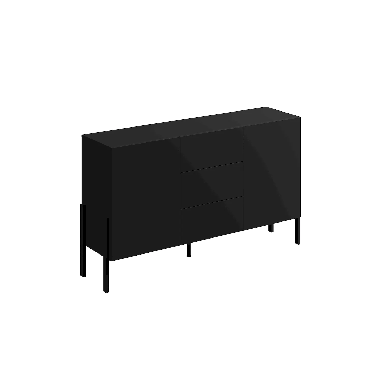 Komoda 2-drzwiowa z 3 szufladami JUKON 150 cm czarny Onyx-metalowe nogi