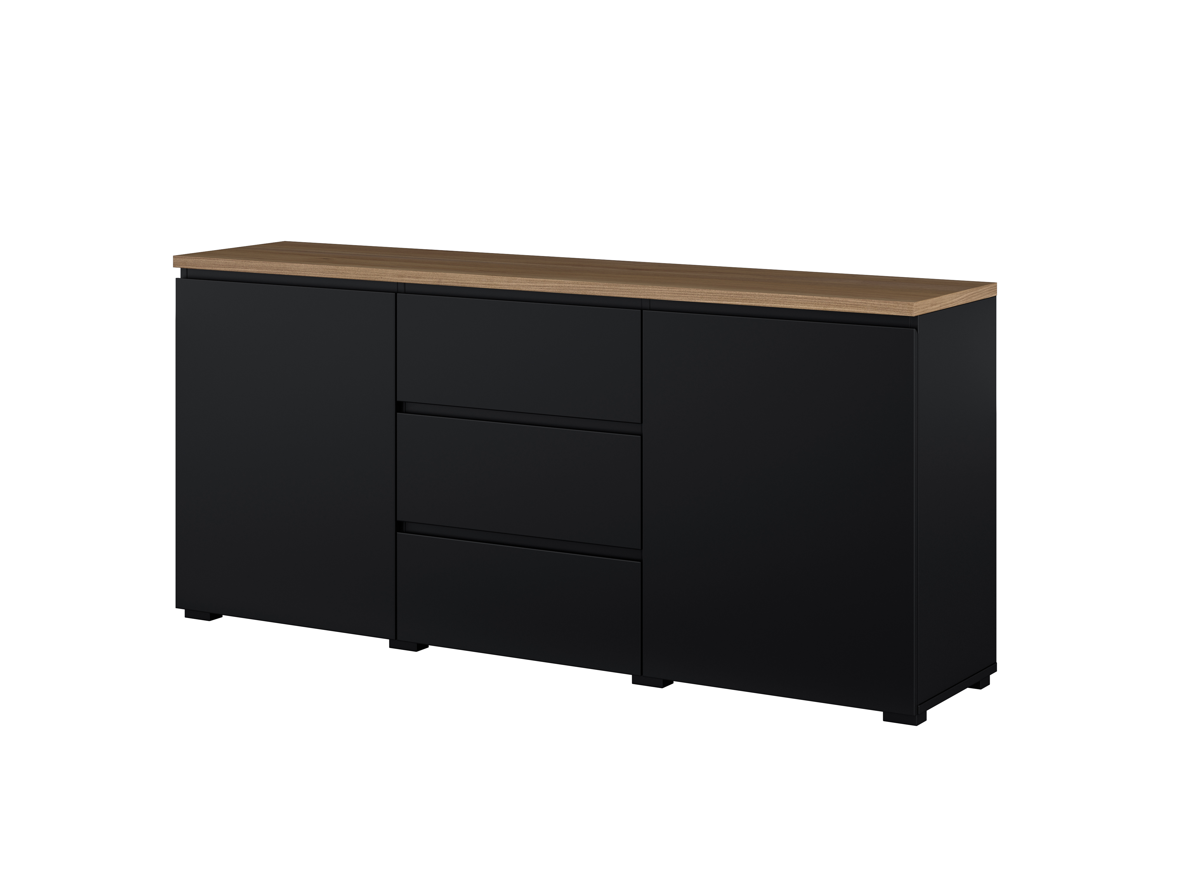 Komoda 2-drzwiowa z 3 szufladami 150 cm MODO 26 czarny onyx dąb mauvella