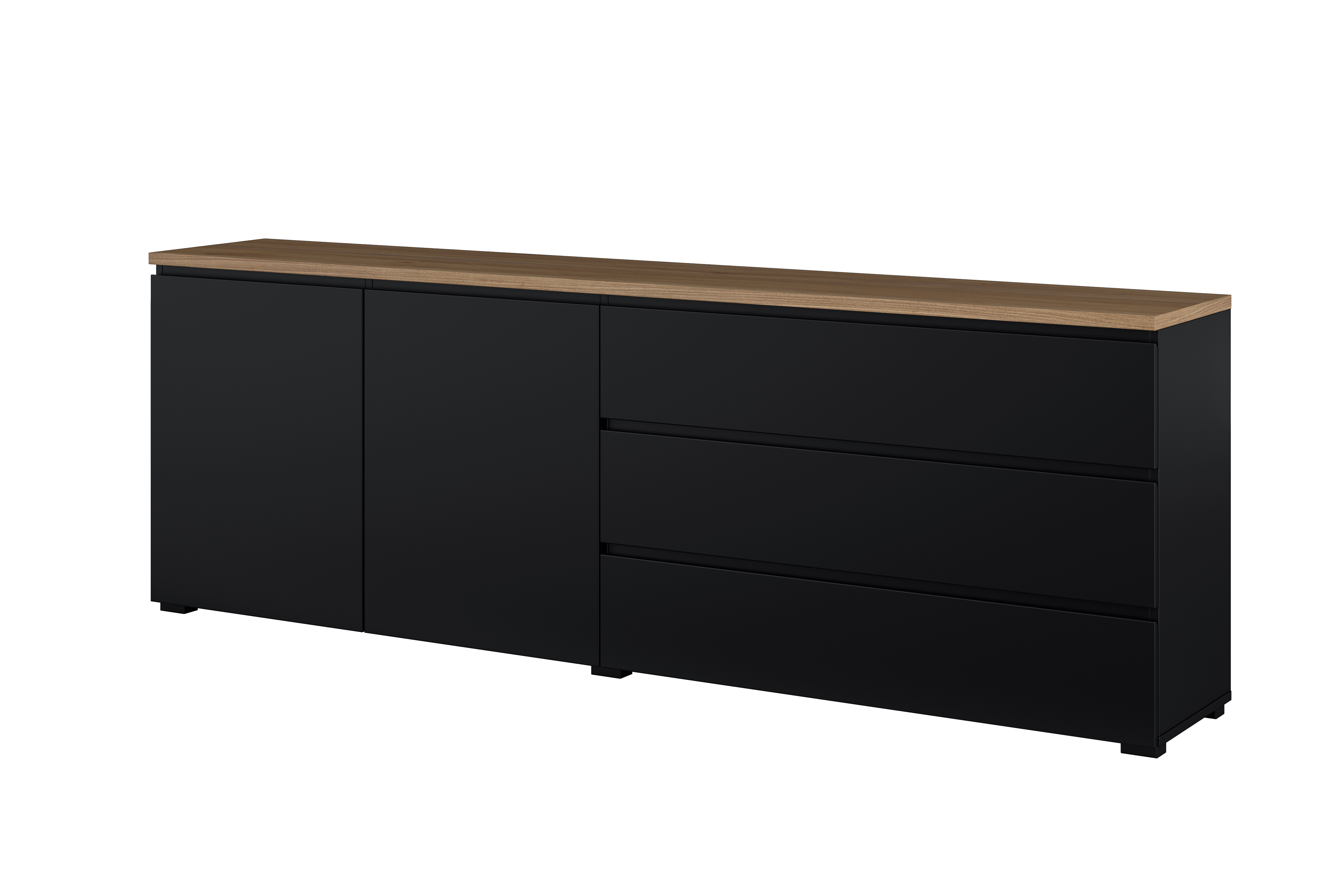 Komoda 2-drzwiowa z 3 szufladami 200 cm MODO 28 czarny onyx dąb mauvella