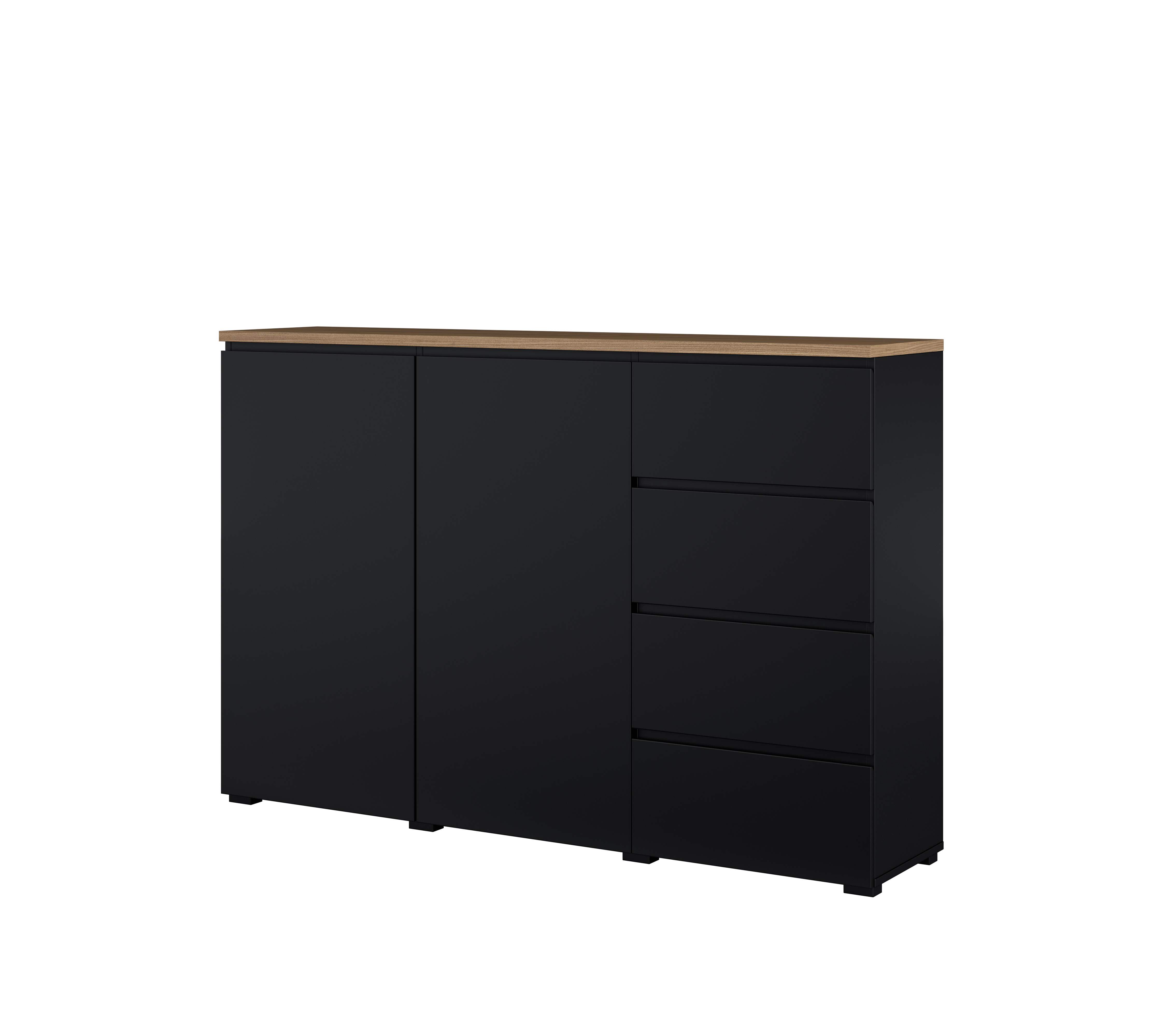Komoda 2-drzwiowa z 4 szufladami 150 cm MODO 45 czarny onyx dąb mauvella