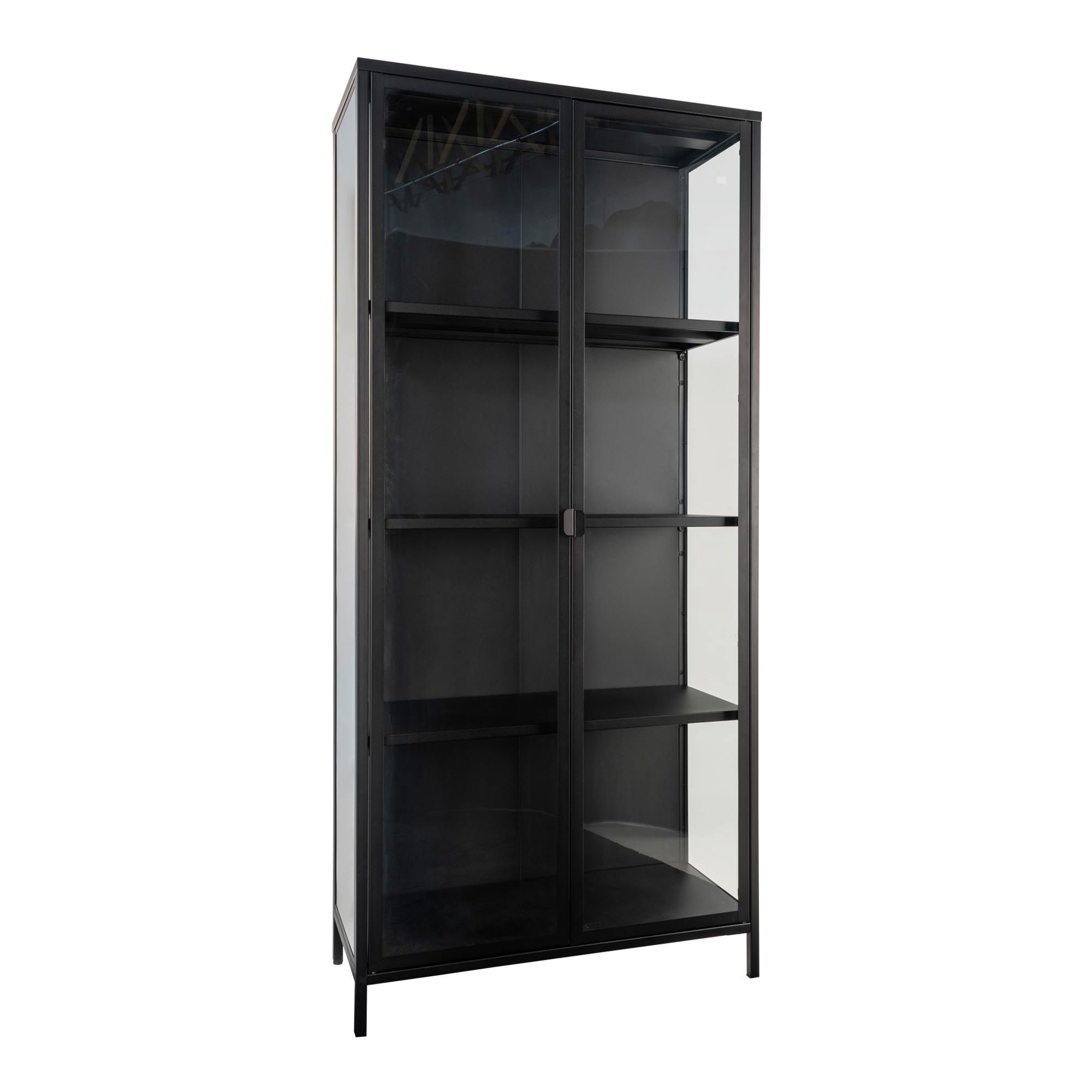 Witryna 2-drzwiowa BRISBANE przeszklone boki 80x35x175 cm - czarna Witryna 2-drzwiowa BRISBANE przeszklone boki 80x35x175 cm - czarna