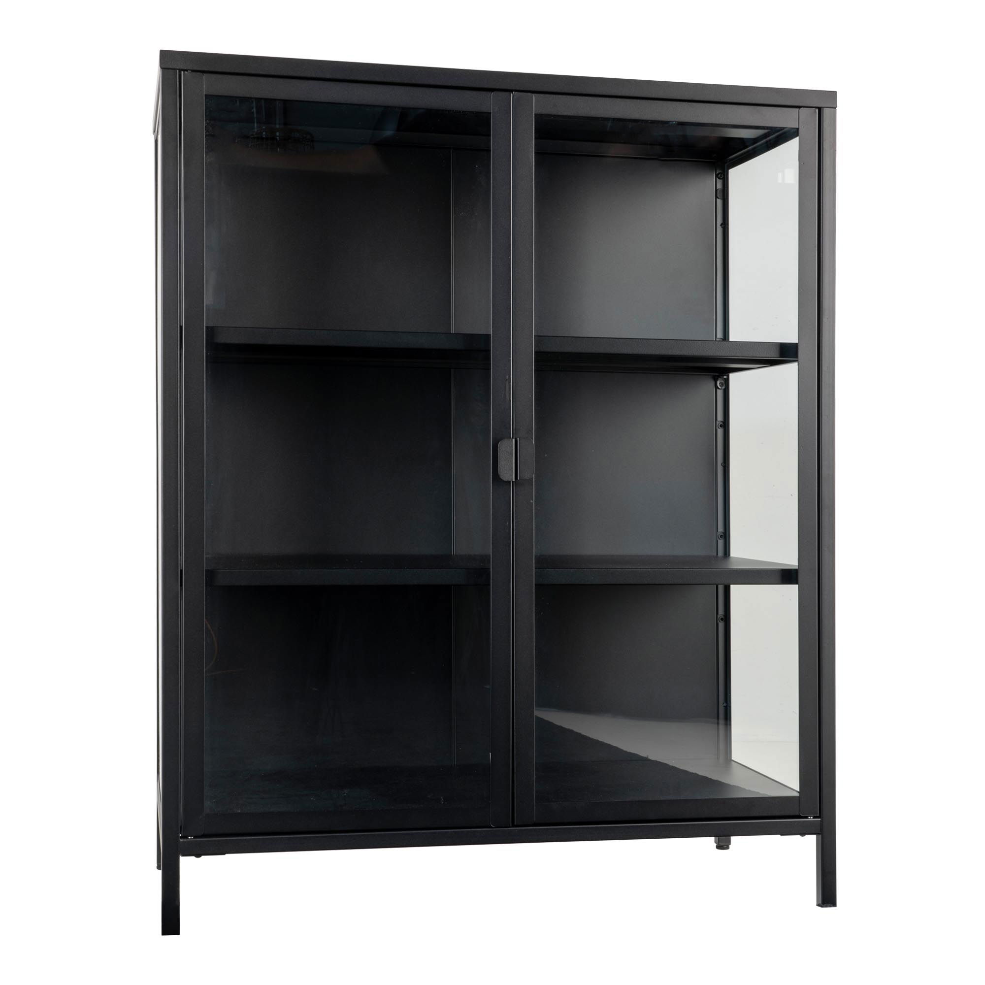 Witryna niska 2-drzwiowa BRISBANE przeszklone boki 80x40x101 cm - czarna Witryna niska 2-drzwiowa BRISBANE przeszklone boki 80x40x101 cm - czarna
