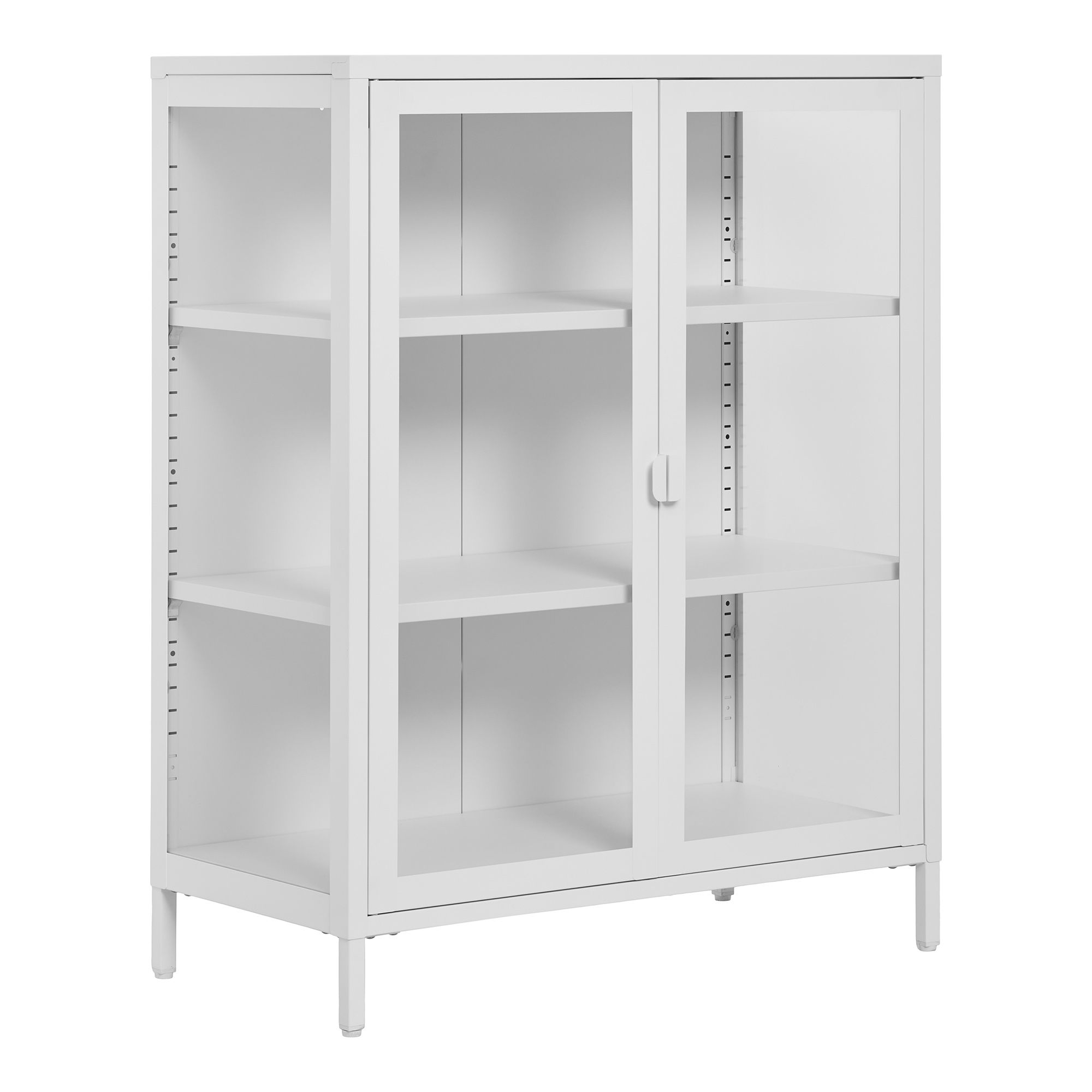 Witryna niska 2-drzwiowa BRISBANE przeszklone boki 80x40x101 cm - biała Witryna niska 2-drzwiowa BRISBANE przeszklone boki 80x40x101 cm - biała