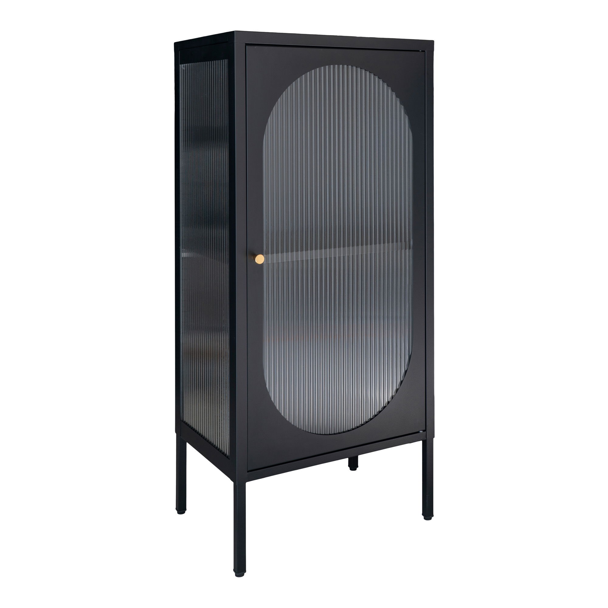 Witryna niska ADELAIDE 1-drzwiowa, falowane szkło 50x35x110 cm - czarna Witryna niska ADELAIDE 1-drzwiowa, falowane szkło 50x35x110 cm - czarna