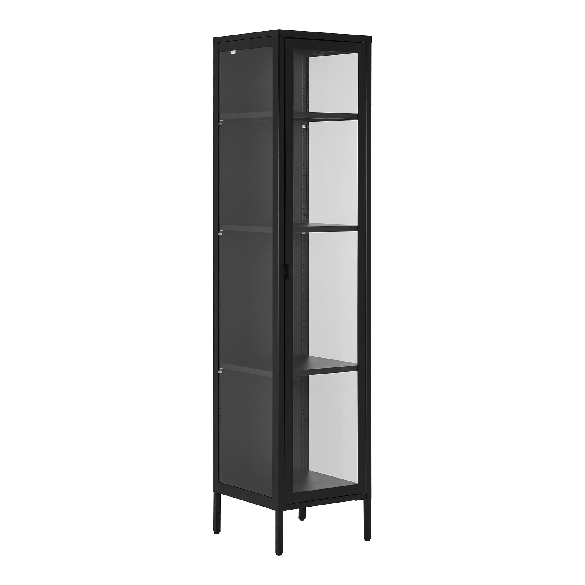 Witryna 1-drzwiowa szklane BRISBANE przeszklone boki 40x35x180 cm - czarna