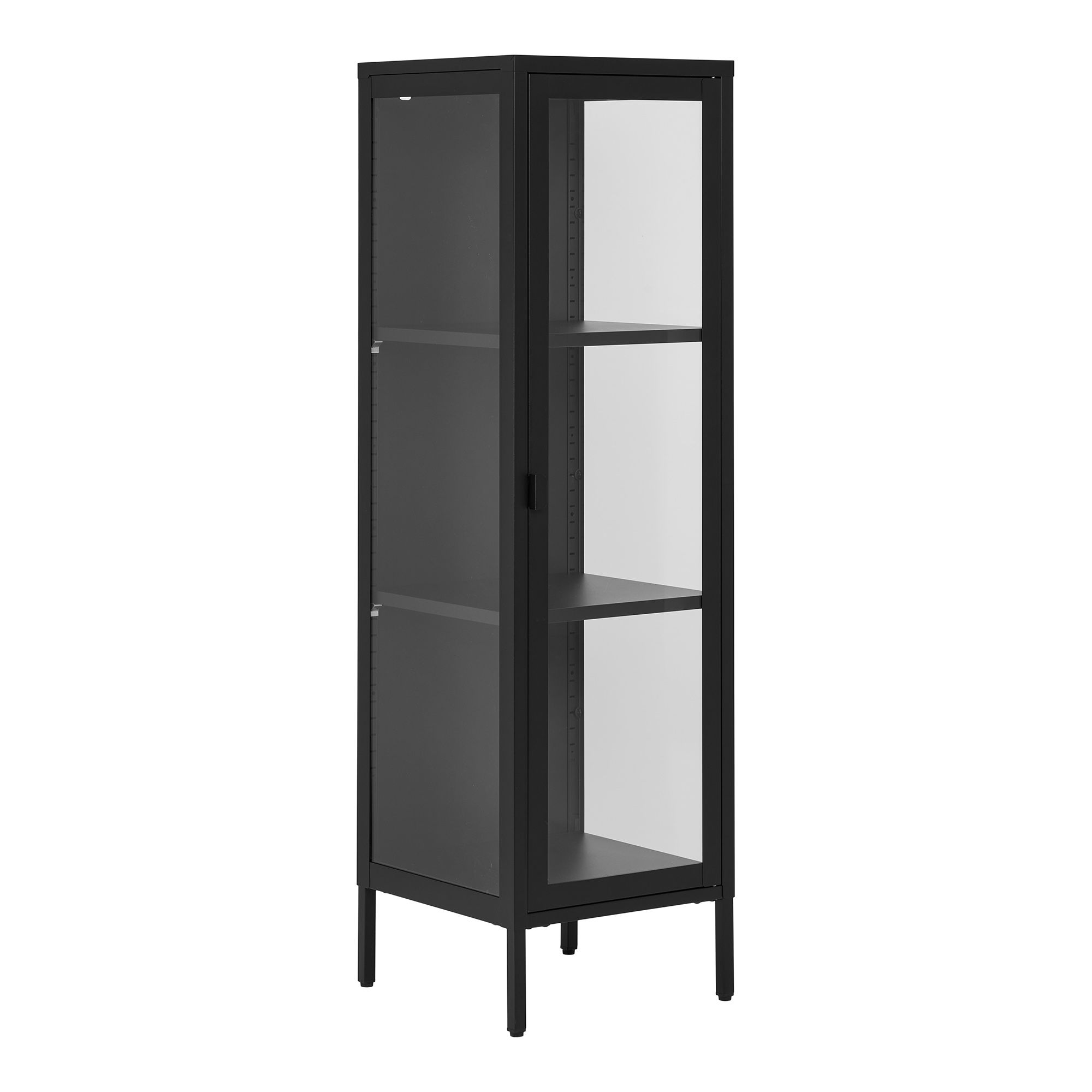 Witryna niska 1-drzwiowa BRISBANE przeszklone boki 40x35x140 cm - czarna Witryna niska 1-drzwiowa BRISBANE przeszklone boki 40x35x140 cm - czarna