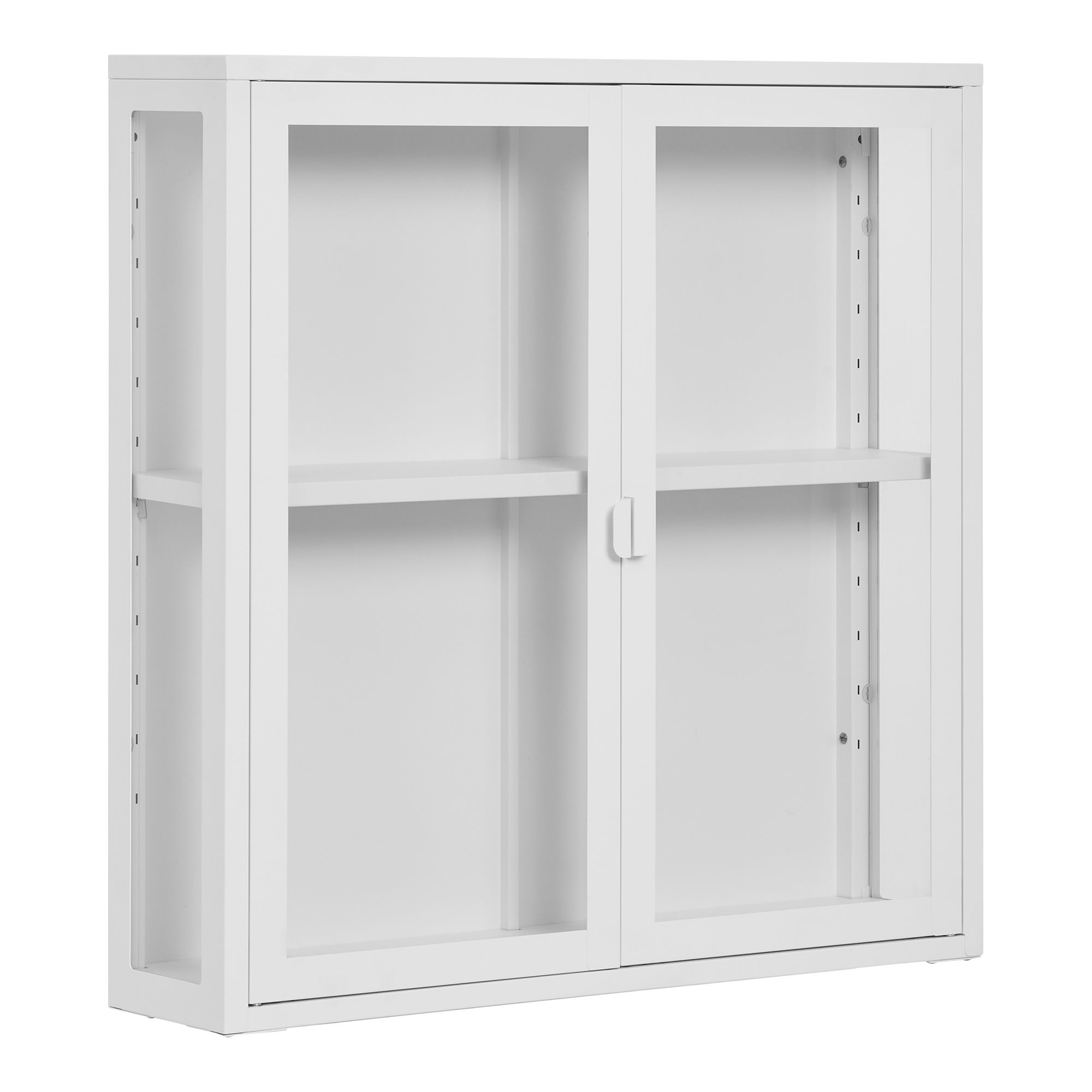 Witryna wisząca 2-drzwiowa BRISBANE przeszklone boki 80x18x80 cm - biała