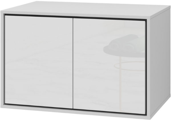 Szafka pod umywalkę IRVINE 2-drzwiowa 80cm - biały połysk, czarny