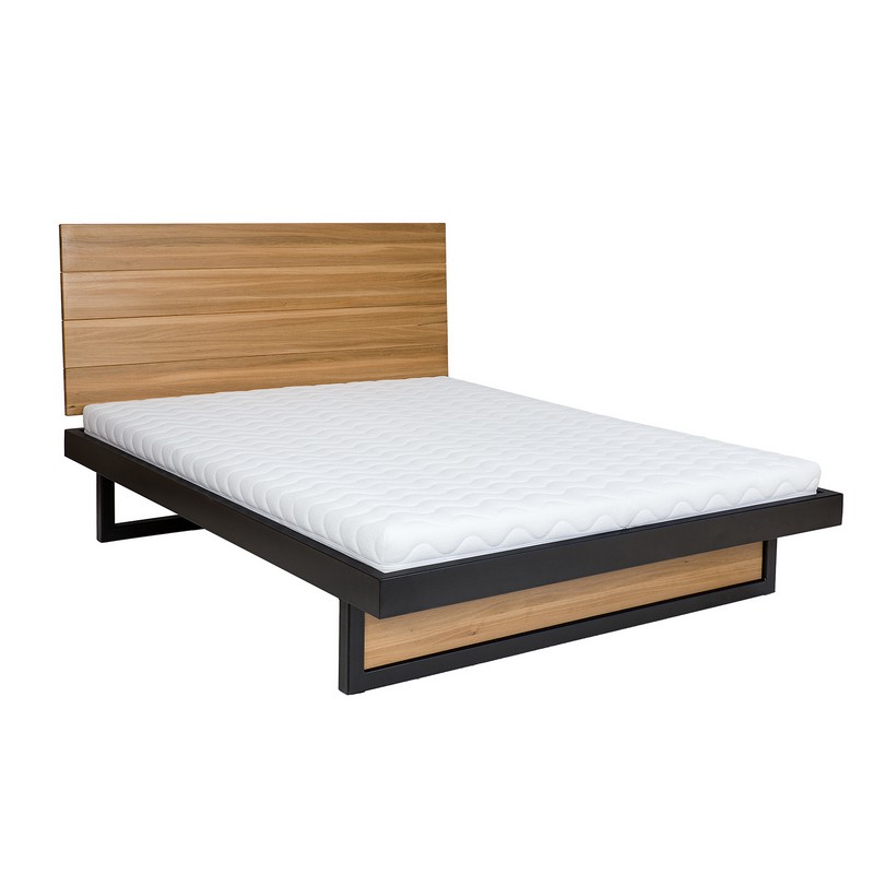 Łóżko metalowo - dębowe LK370 Surowy nielakierowany 120x200 DREWMAX Łóżko metalowo - dębowe LK370 Surowy nielakierowany 120x200 DREWMAX