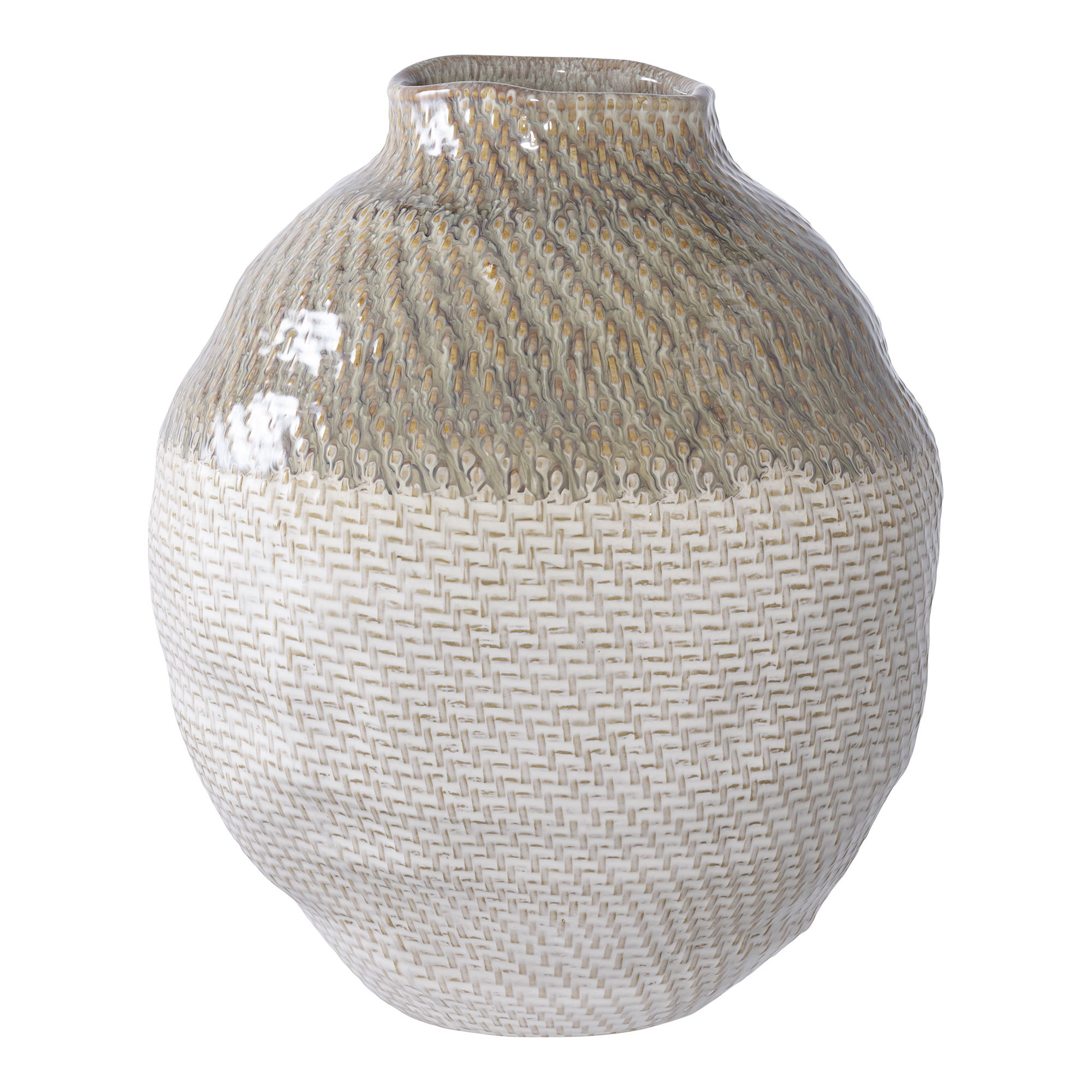 Wazon ceramiczny VASE fi26x30 cm biały beżowy