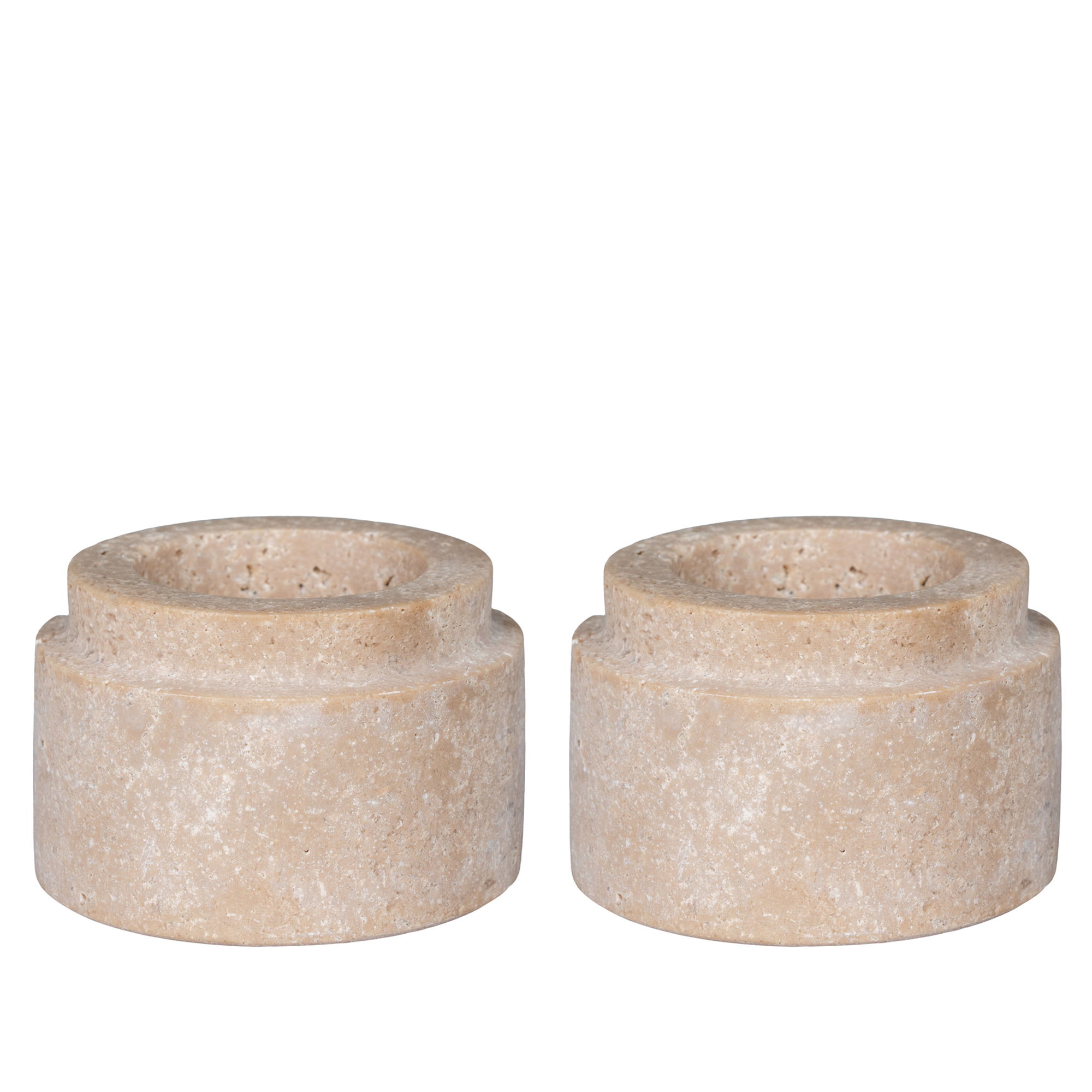 Świecznik TEALIGHT zestaw 2 sztuk trawertyn beżowy