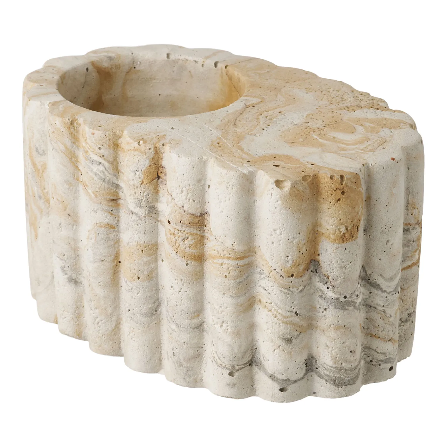 Świecznik cementowy na tealighty HOLDER 10,5x6 cm brązowy beżowy Świecznik cementowy na tealighty HOLDER 10,5x6 cm brązowy beżowy