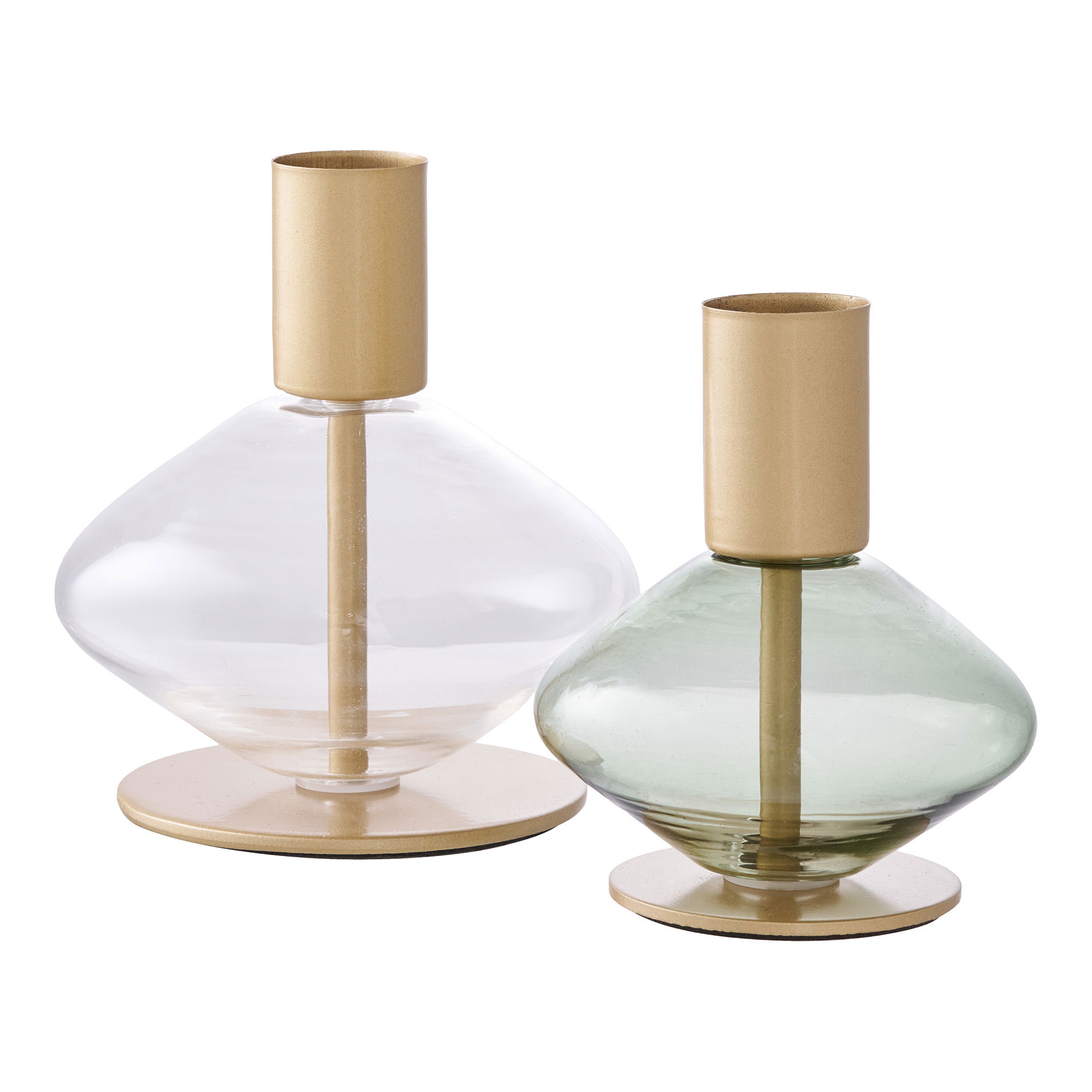 Świecznik CANDLE zestaw 2 sztuk szkło metal transparentny zielony Świecznik CANDLE zestaw 2 sztuk szkło metal transparentny zielony