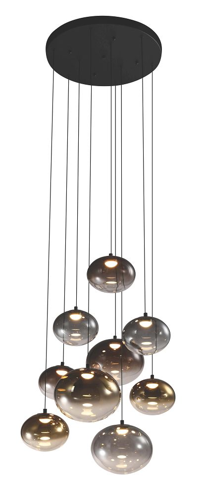 Lampa wisząca okrągła ze ściemniaczem PESARO 9 czarna