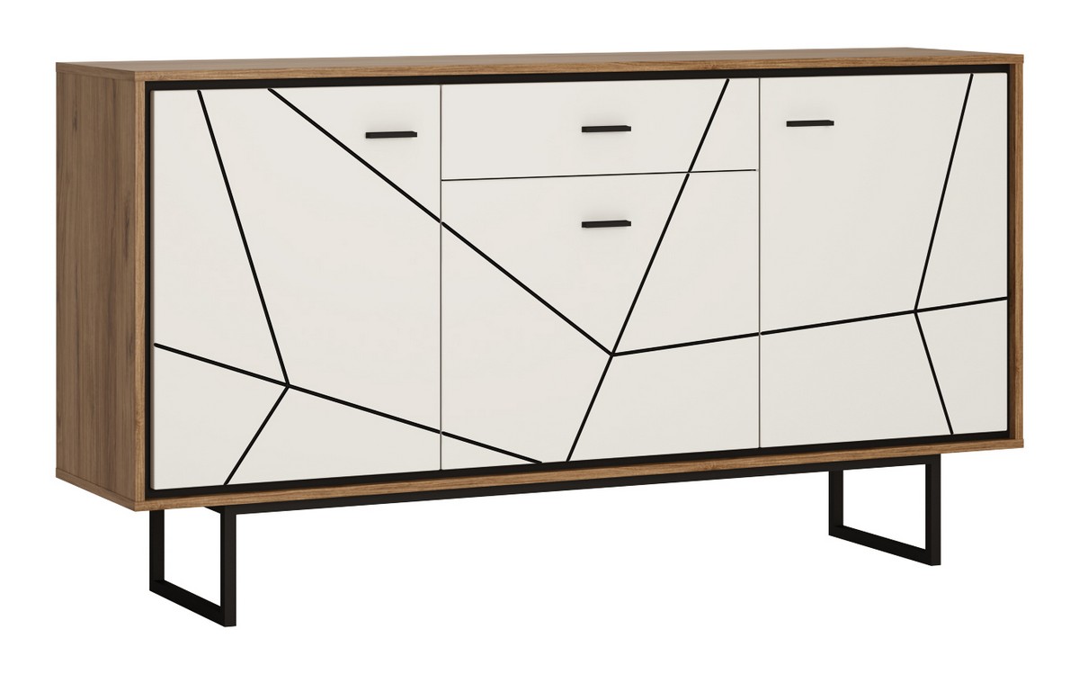 BROLO BROK04 KOMODA 3D1S DĄB CATANIA /CZARNA PERŁA/MDF BIAŁY HG