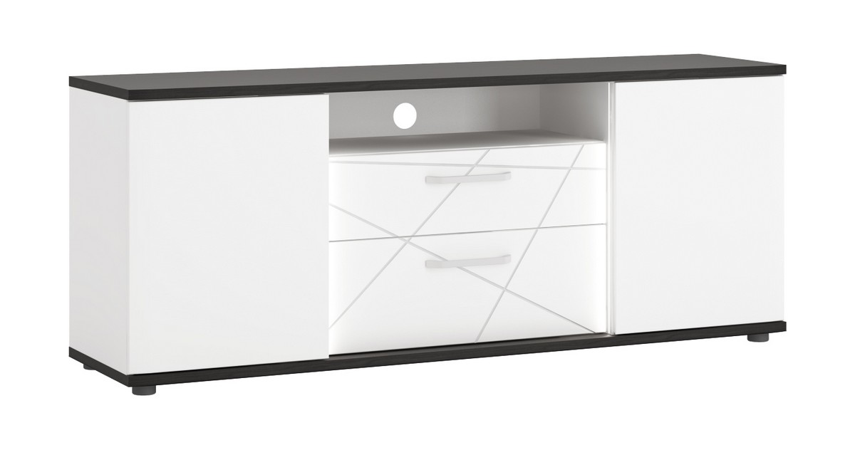 VENEZIA VENF01 KOMODA RTV 2D2S BIAŁA ALPEJSKA/DĄB VICENZA CZARNY/MDF BIAŁY POŁYSK Wójcik VENEZIA VENF01 KOMODA RTV 2D2S BIAŁA ALPEJSKA/DĄB VICENZA CZARNY/MDF BIAŁY POŁYSK Wójcik
