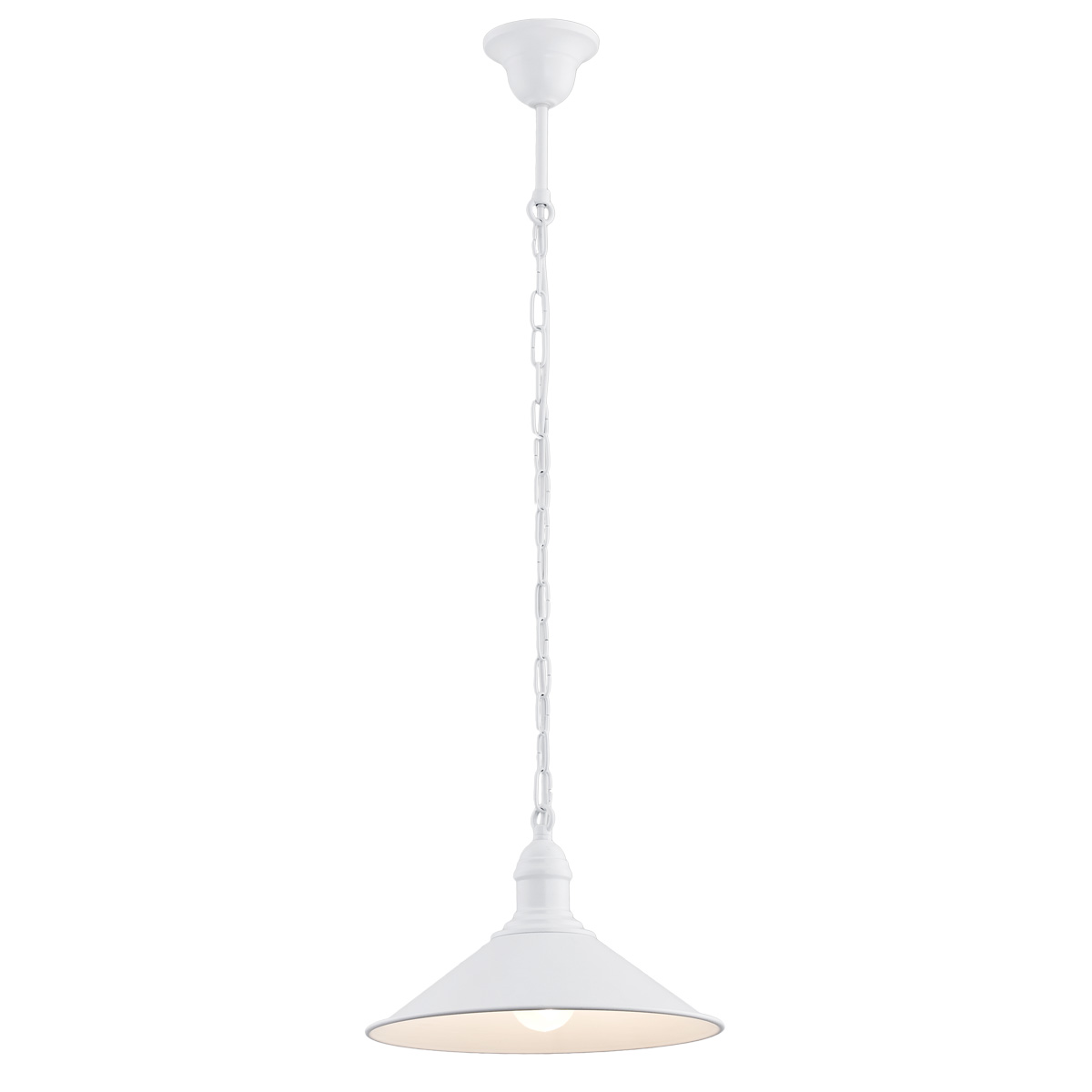 Lampa wisząca ERBA metalowa z łańcuchem Biała 115cm