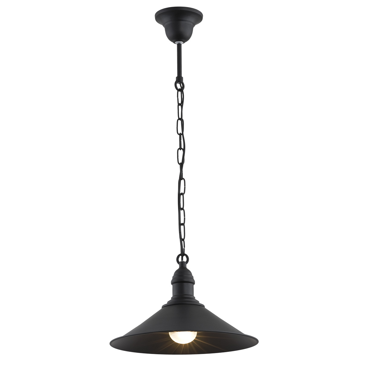 Lampa wisząca ERBA metalowa czarna na łańcuchu okrągła 115x29cm Lampa wisząca ERBA metalowa czarna na łańcuchu okrągła 115x29cm
