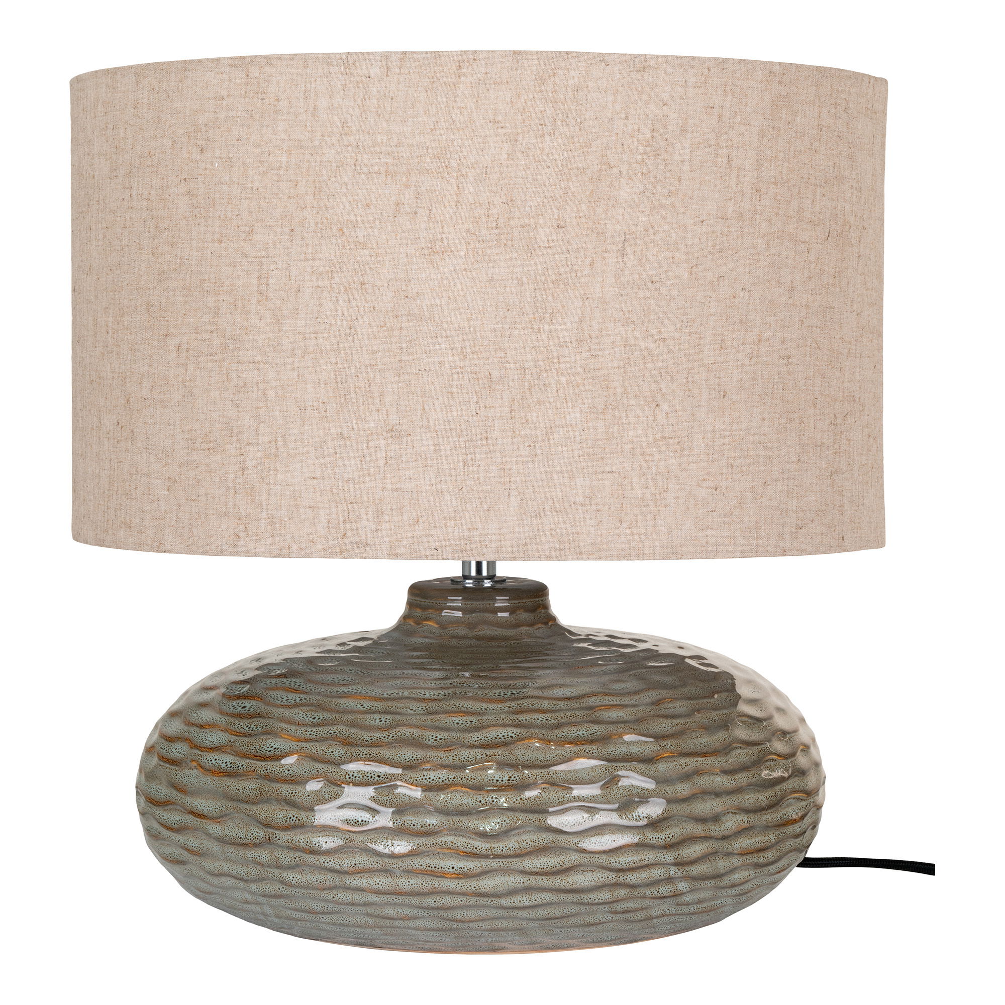 Lampa stołowa z abażurem OLDHAM ceramiczna - zielona