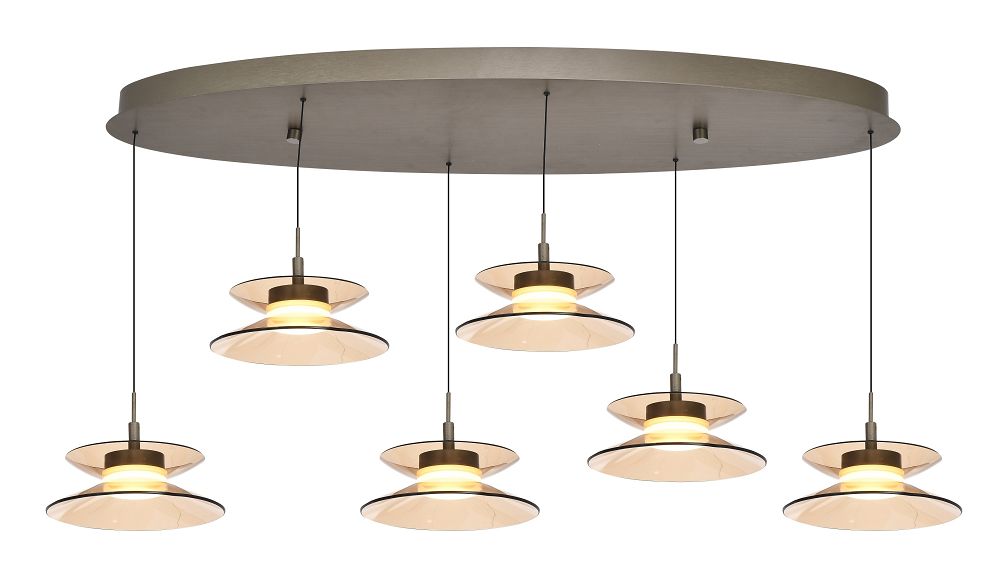 Lampa wisząca CREMA szóstka owalna LED brązowa Lampa wisząca CREMA szóstka owalna LED brązowa