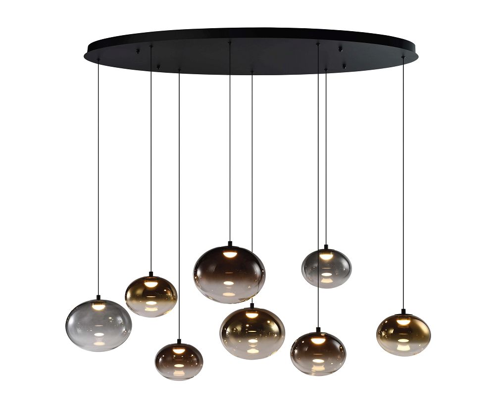 Lampa wisząca owalna ze ściemniaczem PESARO 8 czarna
