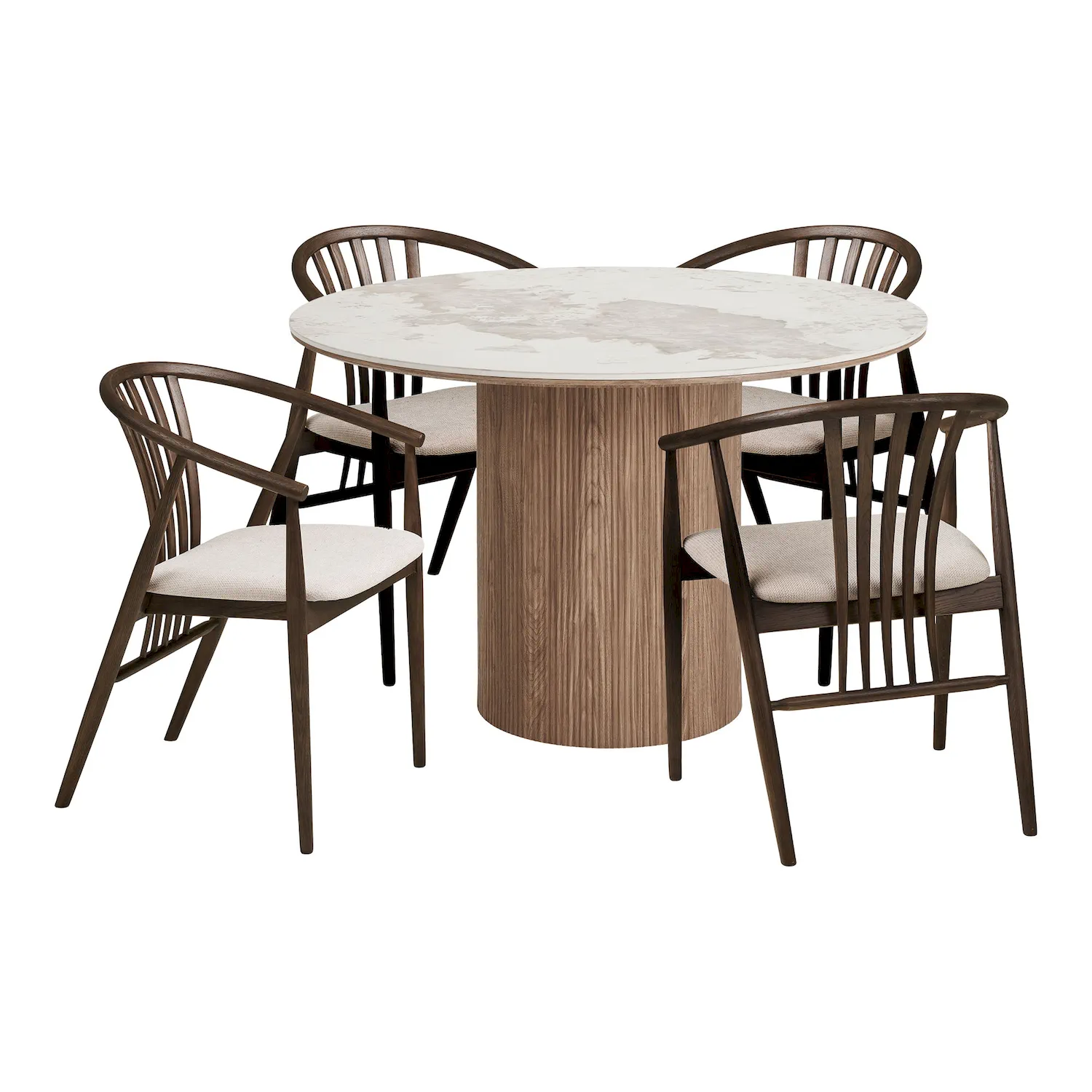 Zestaw jadalniany stół ATHENS 120cm i krzesła AUGUSTIN 4 sztuki naturalny biały ciemny brąz Zestaw jadalniany stół ATHENS 120cm i krzesła AUGUSTIN 4 sztuki naturalny biały ciemny brąz