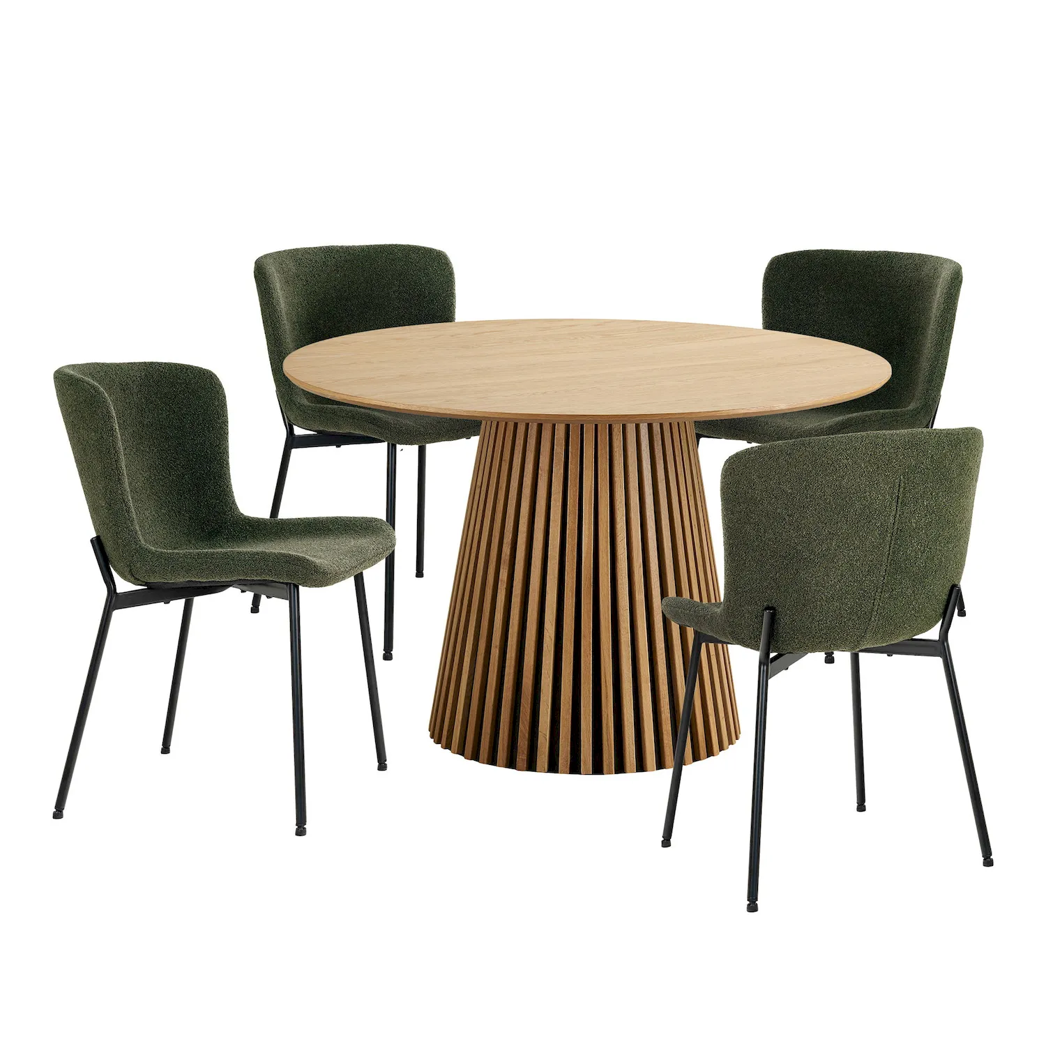 Zestaw do jadalni Stół OSAKA 120cm i 4 krzesła MACEDA boucle dąb zielony Zestaw do jadalni Stół OSAKA 120cm i 4 krzesła MACEDA boucle dąb zielony