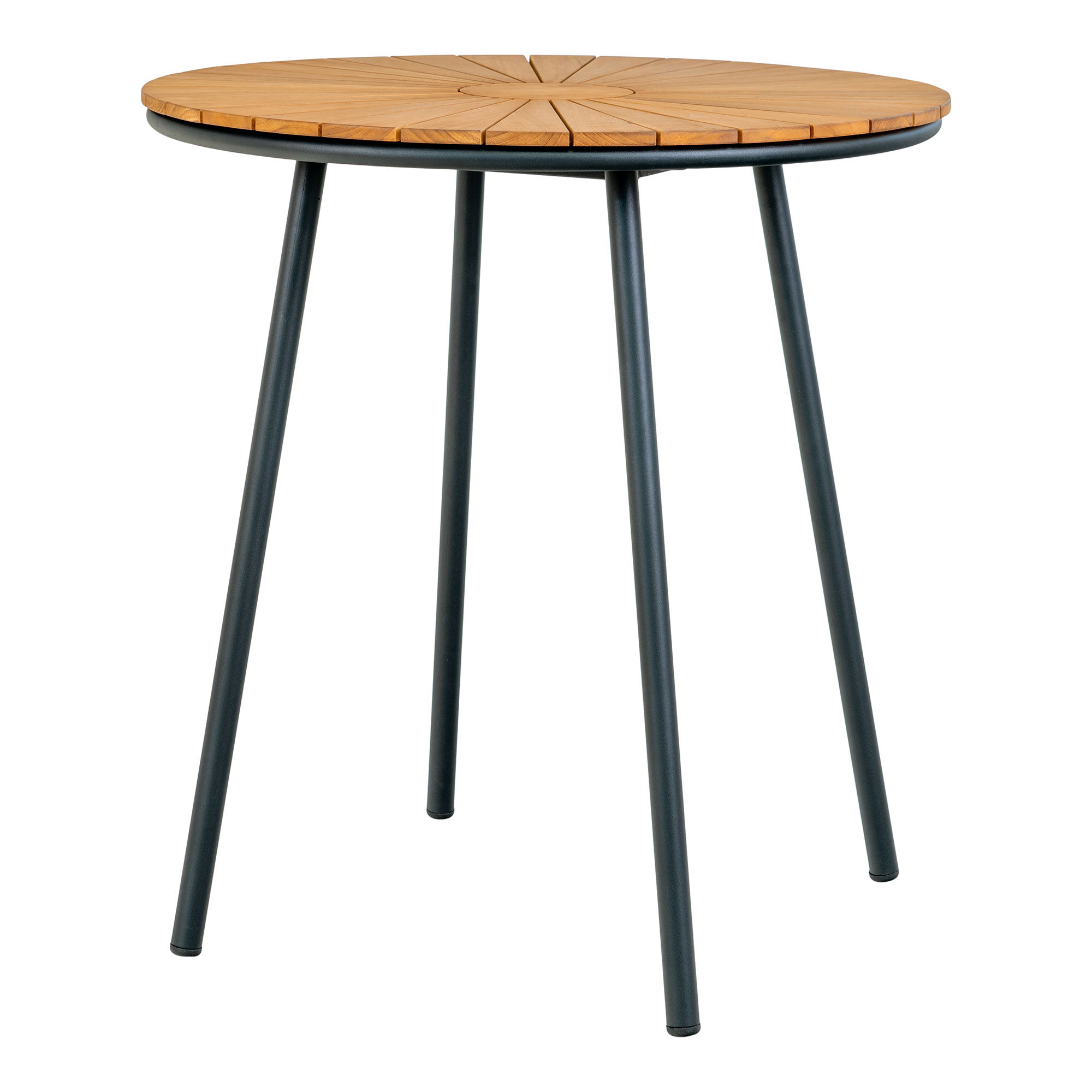 Stół tarasowy CLEVELAND okrągły FI 70 cm - drewno tekowe- naturalny, stelaż - czarny Stół tarasowy CLEVELAND okrągły FI 70 cm - drewno tekowe- naturalny, stelaż - czarny