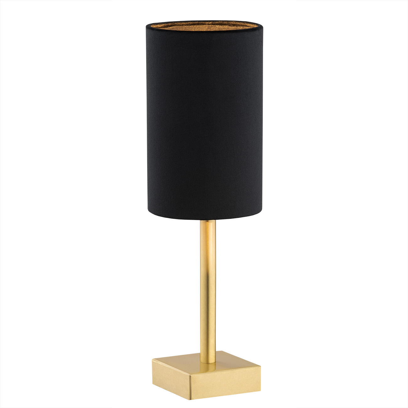 Lampa stołowa ABRUZZO metalowa mosiądz szczotkowany czarny walcowaty abażur 37x12cm Lampa stołowa ABRUZZO metalowa mosiądz szczotkowany czarny walcowaty abażur 37x12cm